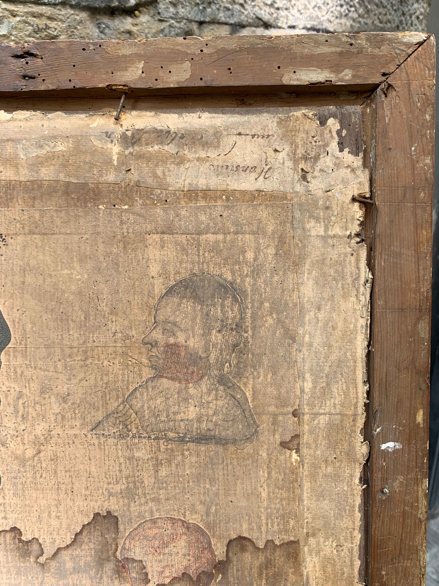 Penitent Mary Magdalene on oak panel with atelier drawings and paper collage on the reverse. Flemish or Dutch school, 17th century