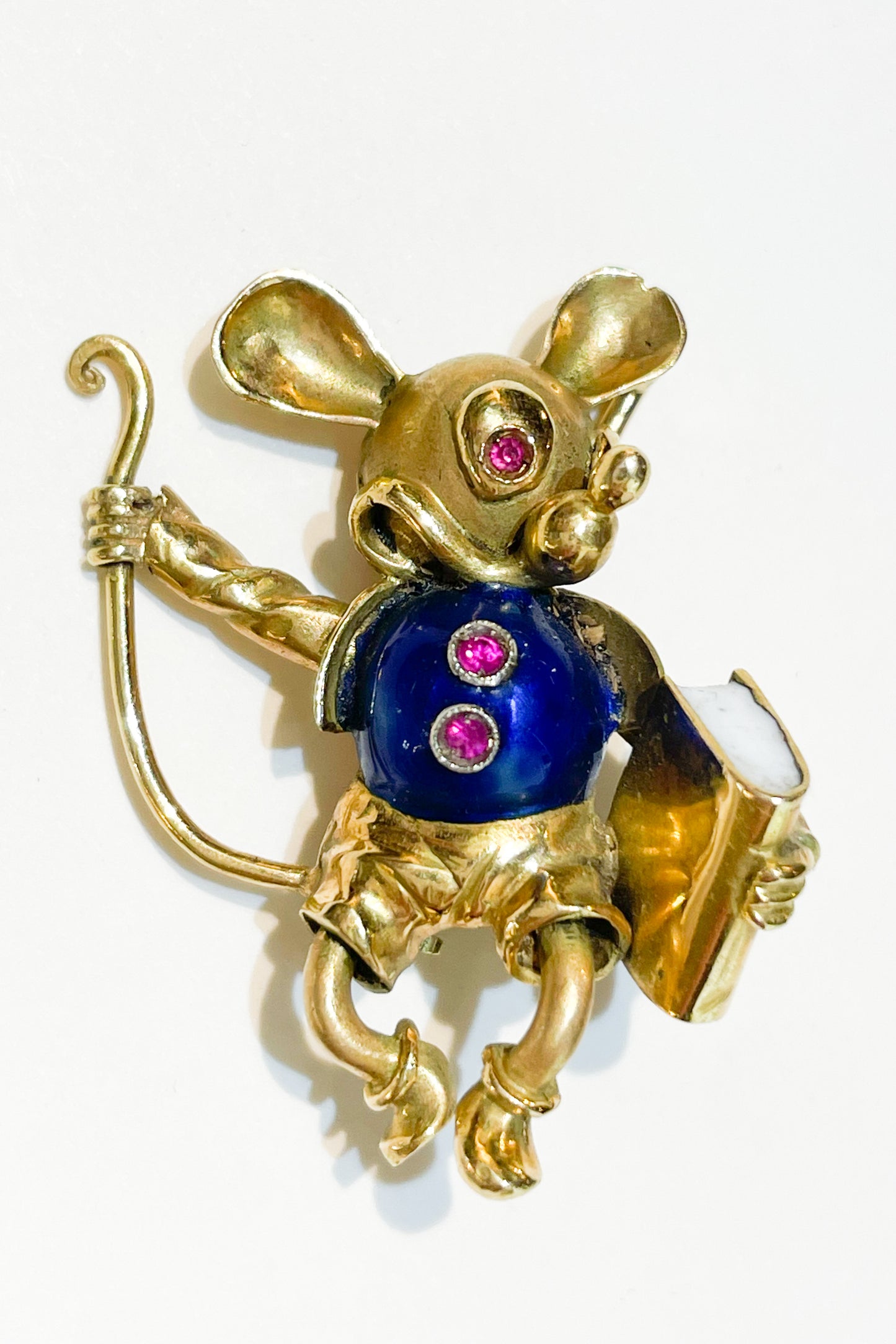 Topolino or Micky Mouse Brooch in gold and Enamels.