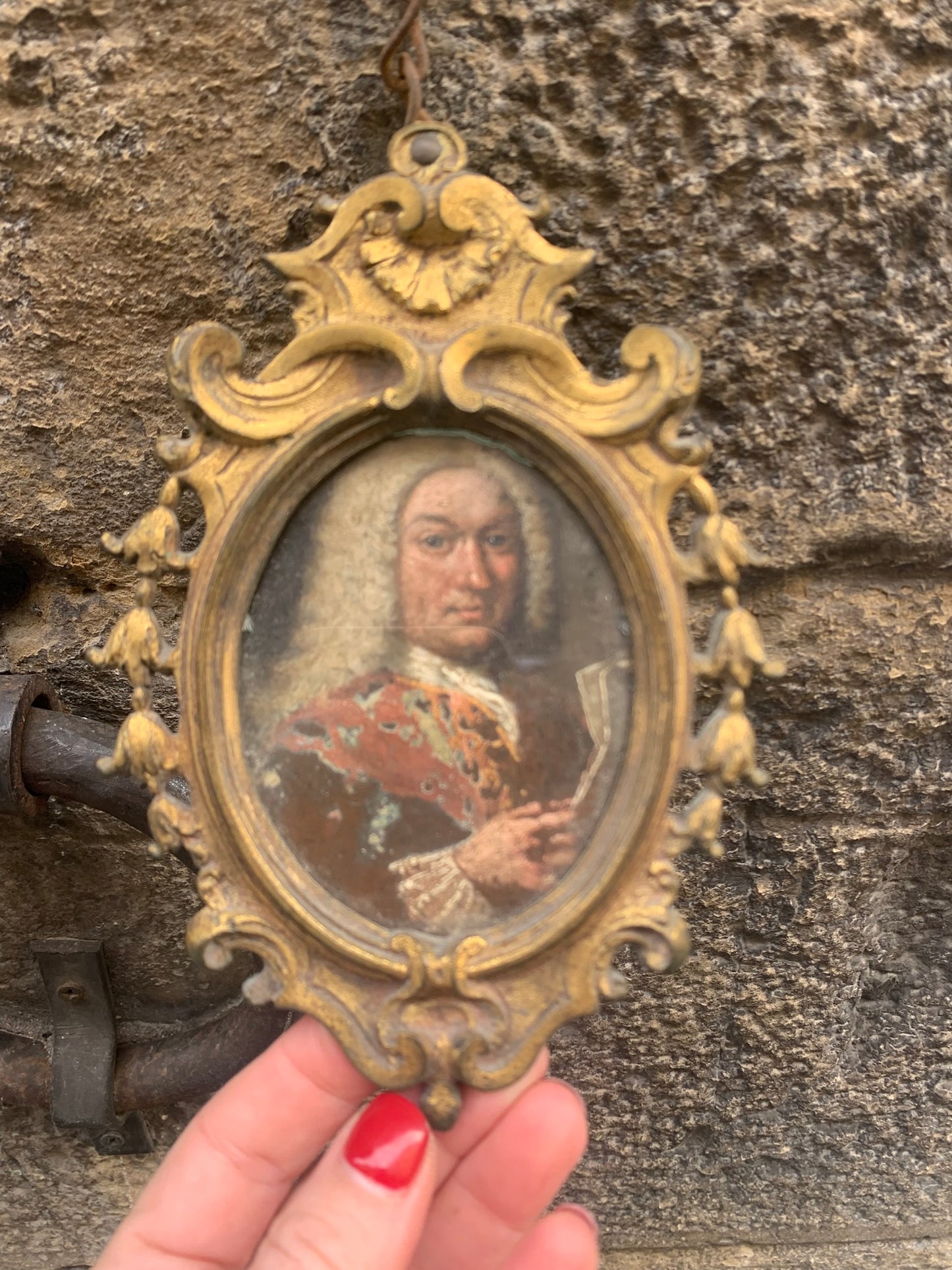 Portrait of a Man with Wig and Document in Hand Late 17th. Oil on copper