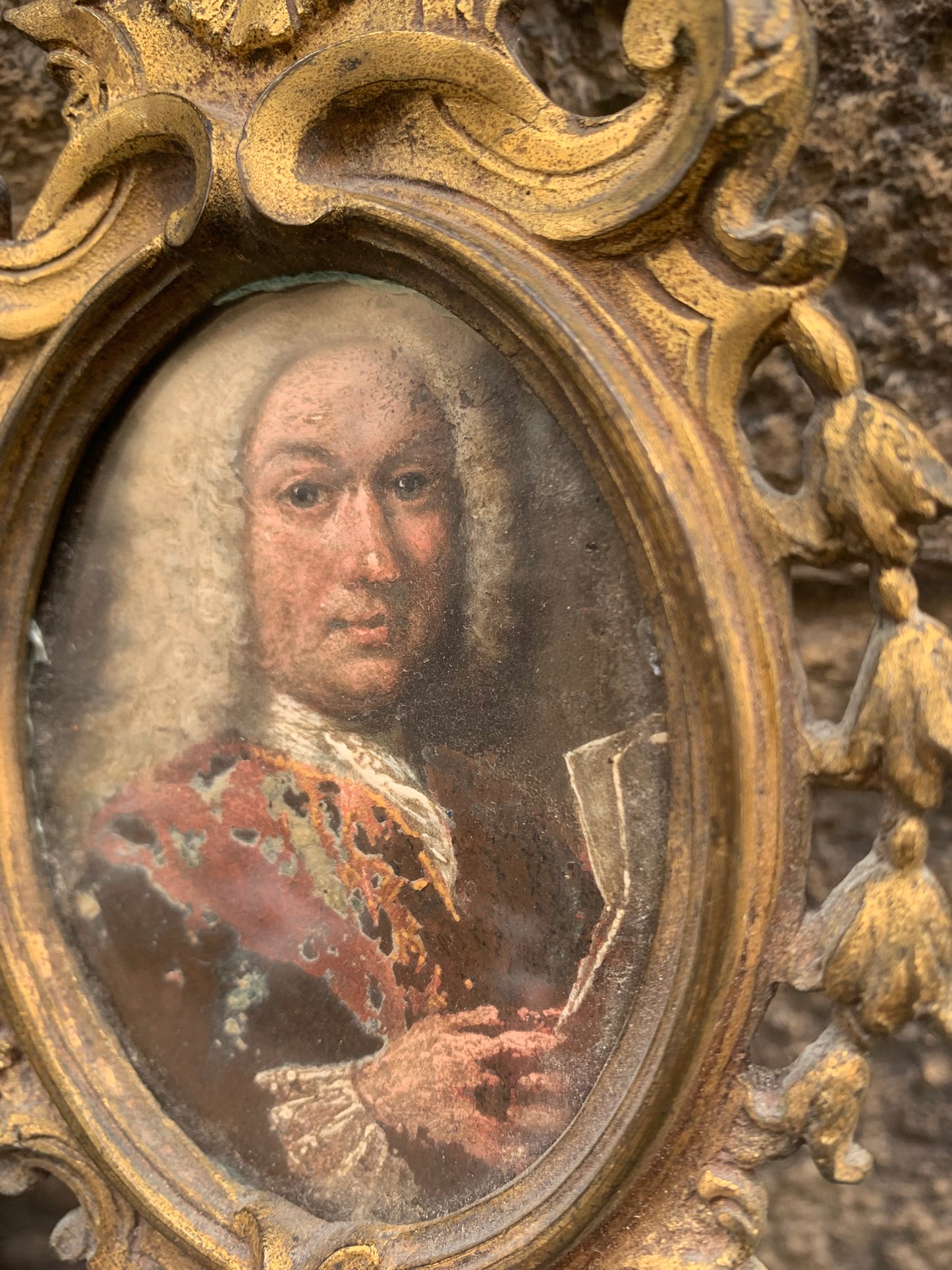 Portrait of a Man with Wig and Document in Hand Late 17th. Oil on copper