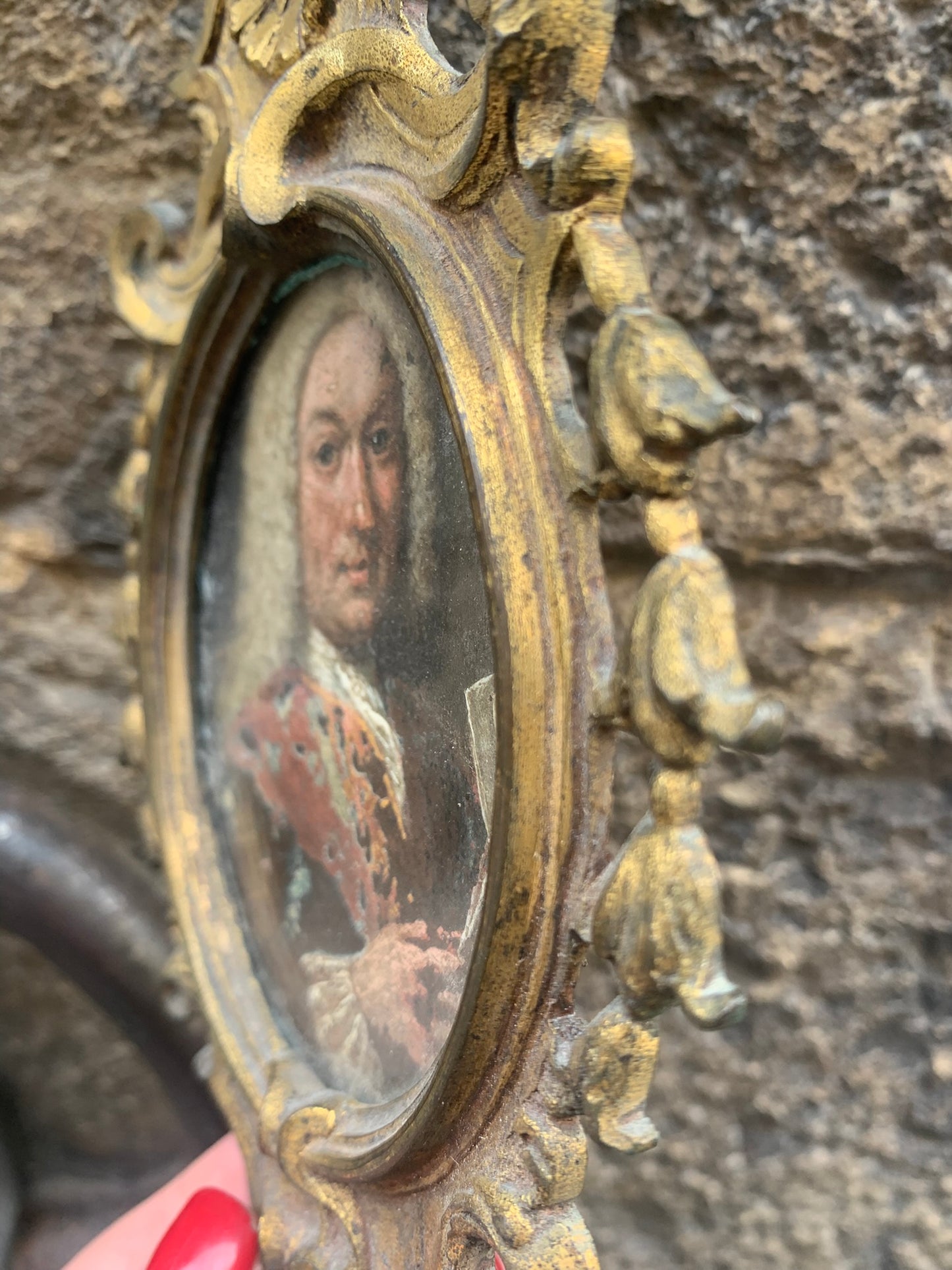 Portrait of a Man with Wig and Document in Hand Late 17th. Oil on copper