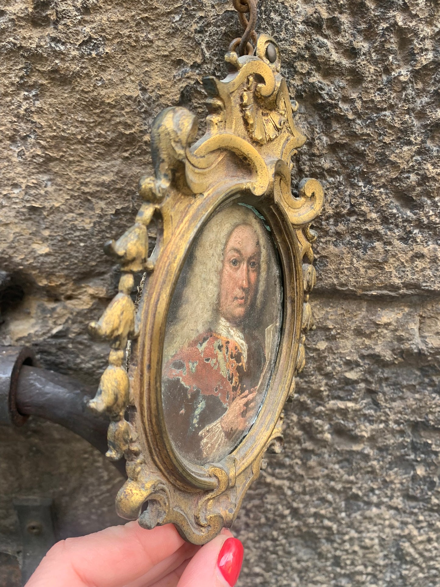 Portrait of a Man with Wig and Document in Hand Late 17th. Oil on copper