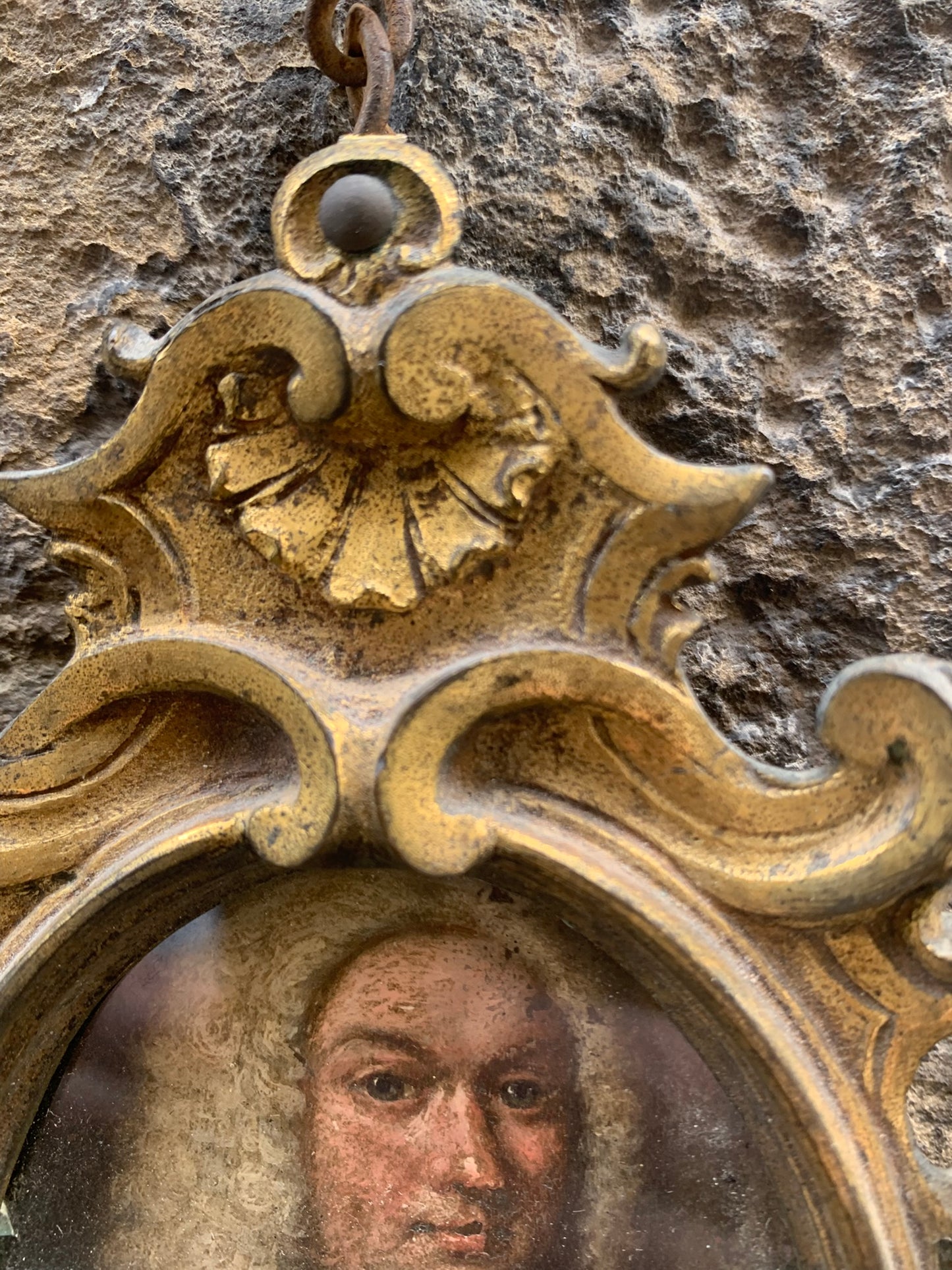 Portrait of a Man with Wig and Document in Hand Late 17th. Oil on copper