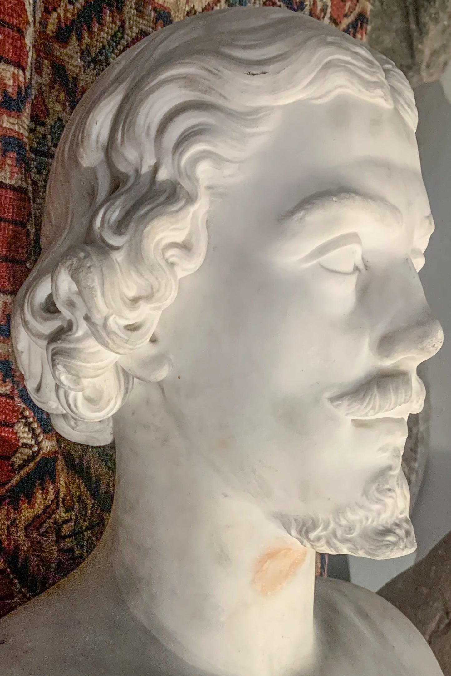 An Italian Carved White Marble Male Bust, 19th Century