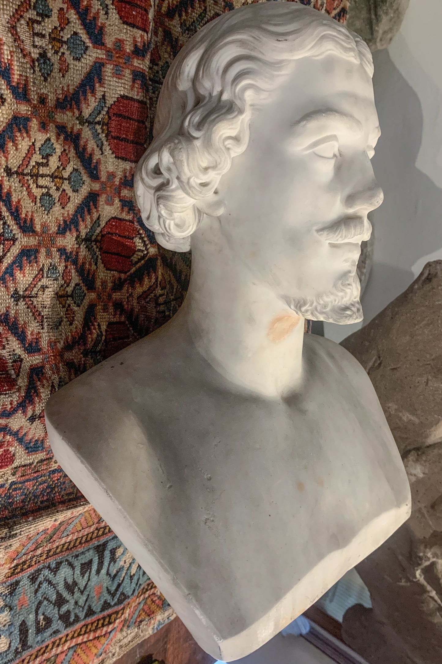 An Italian Carved White Marble Male Bust, 19th Century