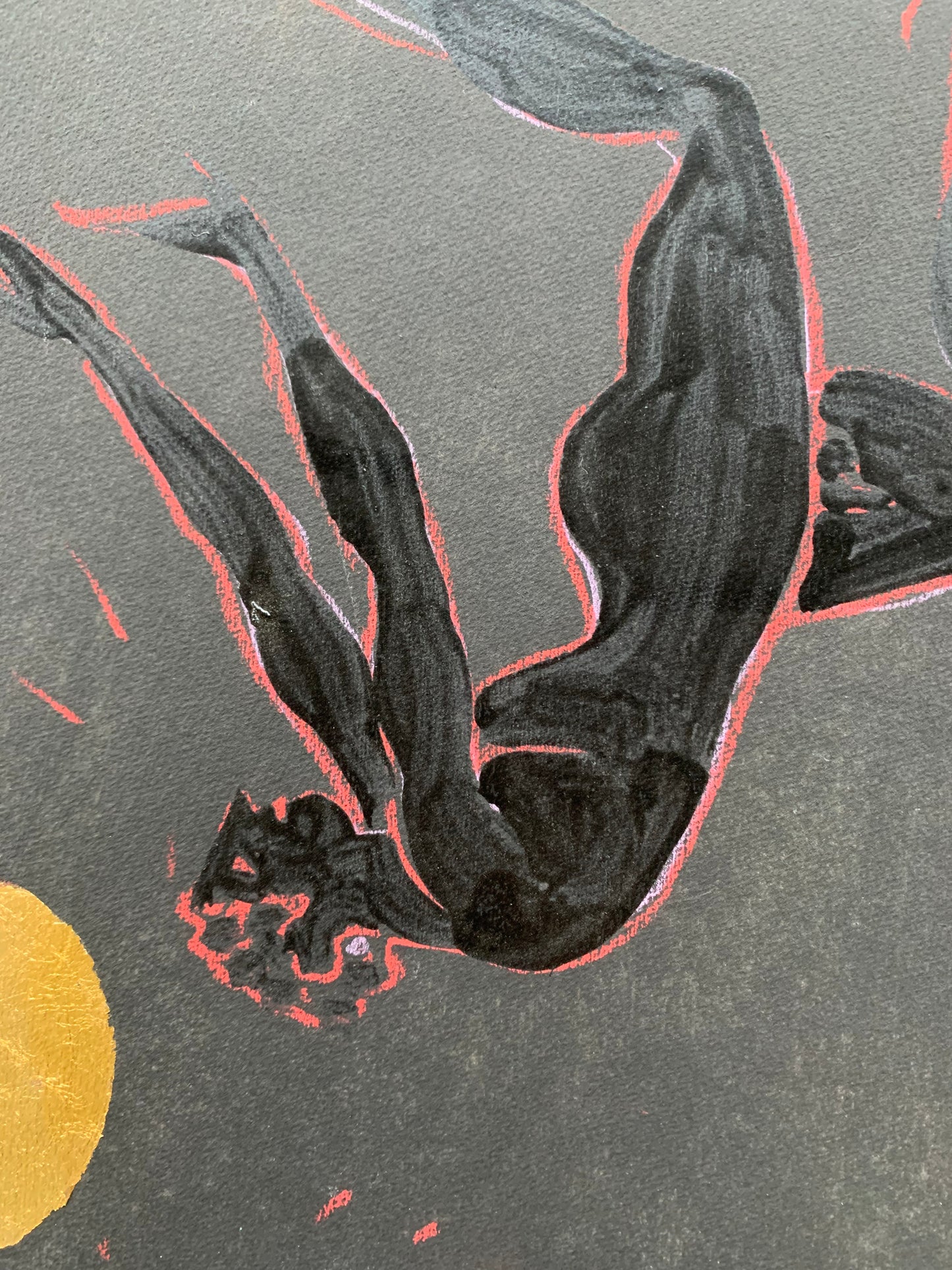 Dionysian. Three Male Figures Dancing Around a Golden Sun by Marco Silombria