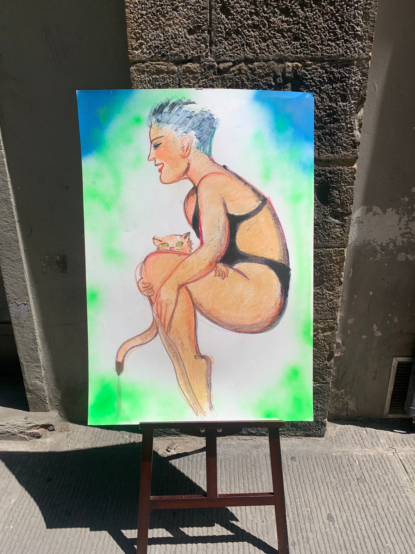 Dive with Cat. Swimmer. Marco Silombria (Savona, 1936 – Albissola, 2017) 1980s