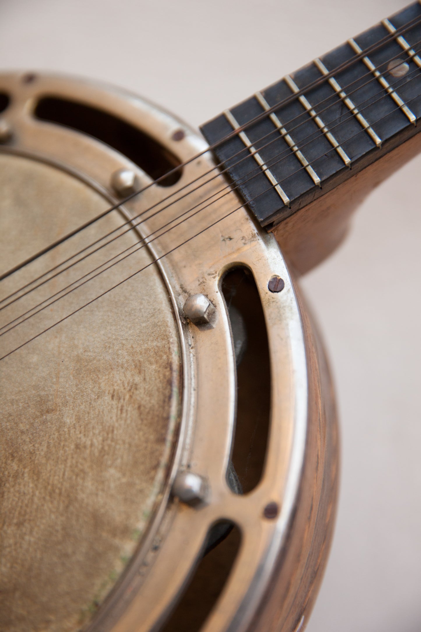 A Banjo. Art Deco Era Musical Instrument With Wood Inlay. Achille Jacomoni.