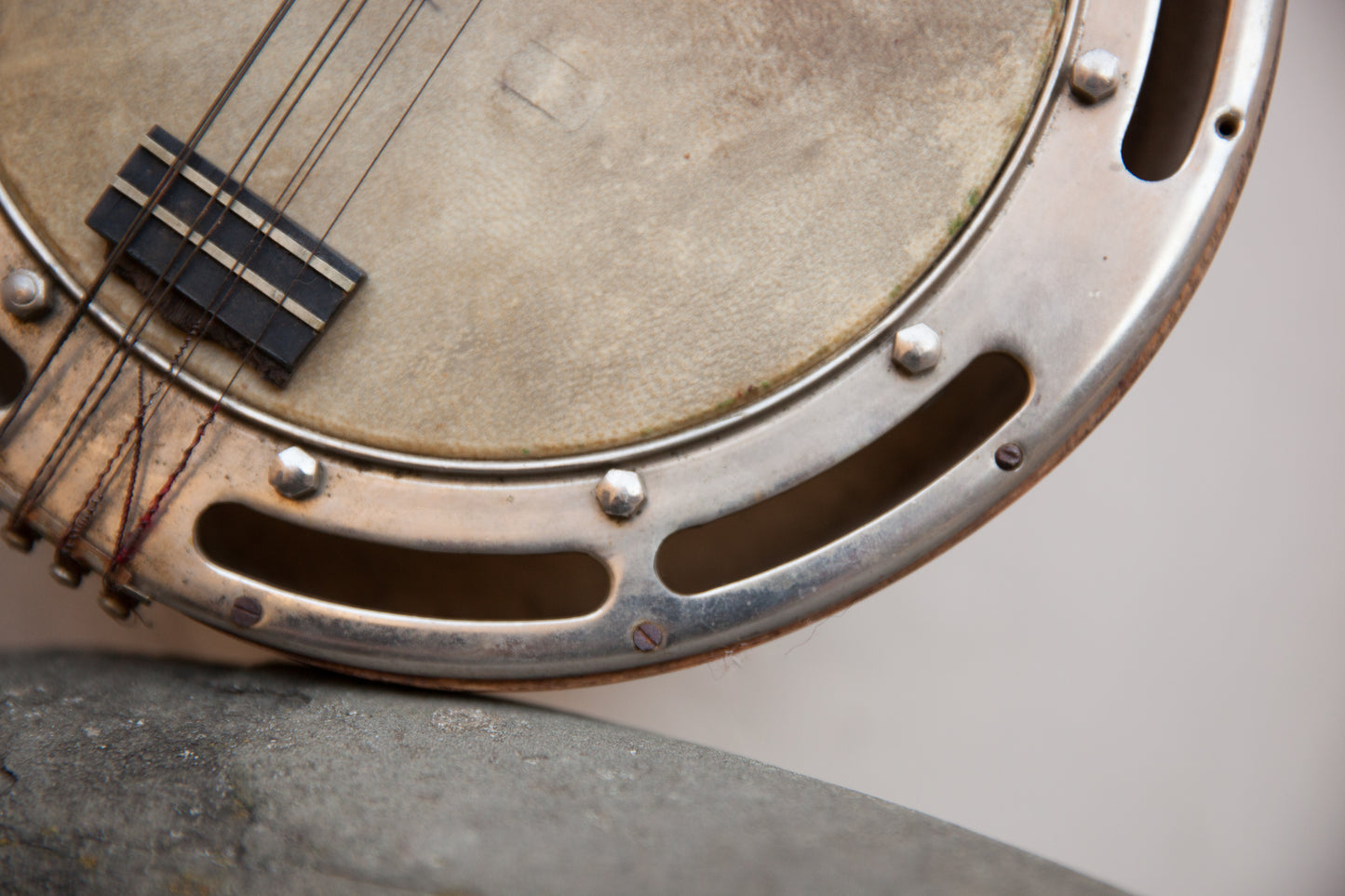 A Banjo. Art Deco Era Musical Instrument With Wood Inlay. Achille Jacomoni.