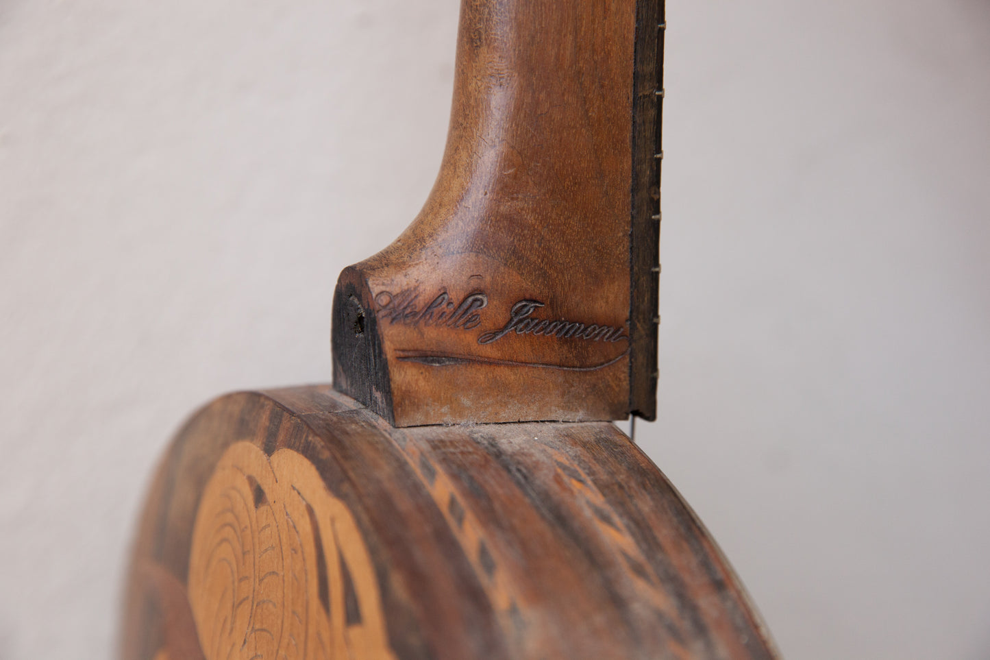 A Banjo. Art Deco Era Musical Instrument With Wood Inlay. Achille Jacomoni.