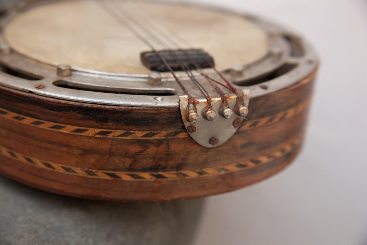 A Banjo. Art Deco Era Musical Instrument With Wood Inlay. Achille Jacomoni.