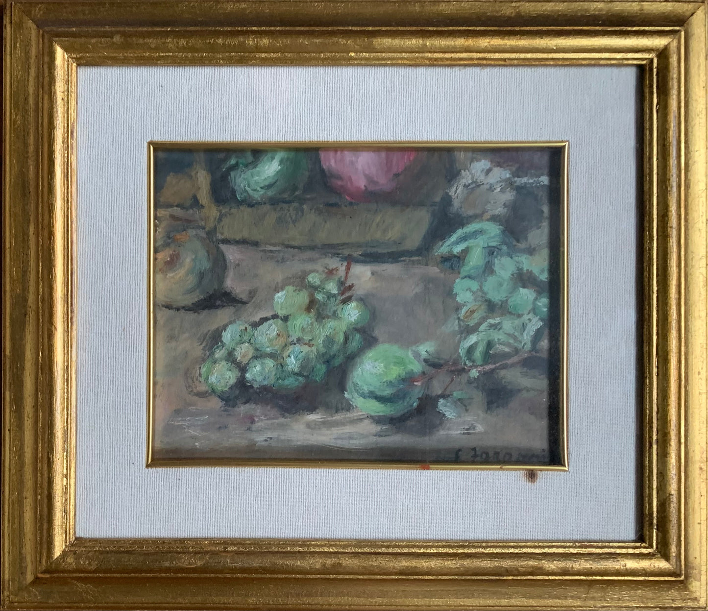 Still Life in Green with Grapes, Plums, Pears, and Mushroom, Enzo Faraoni