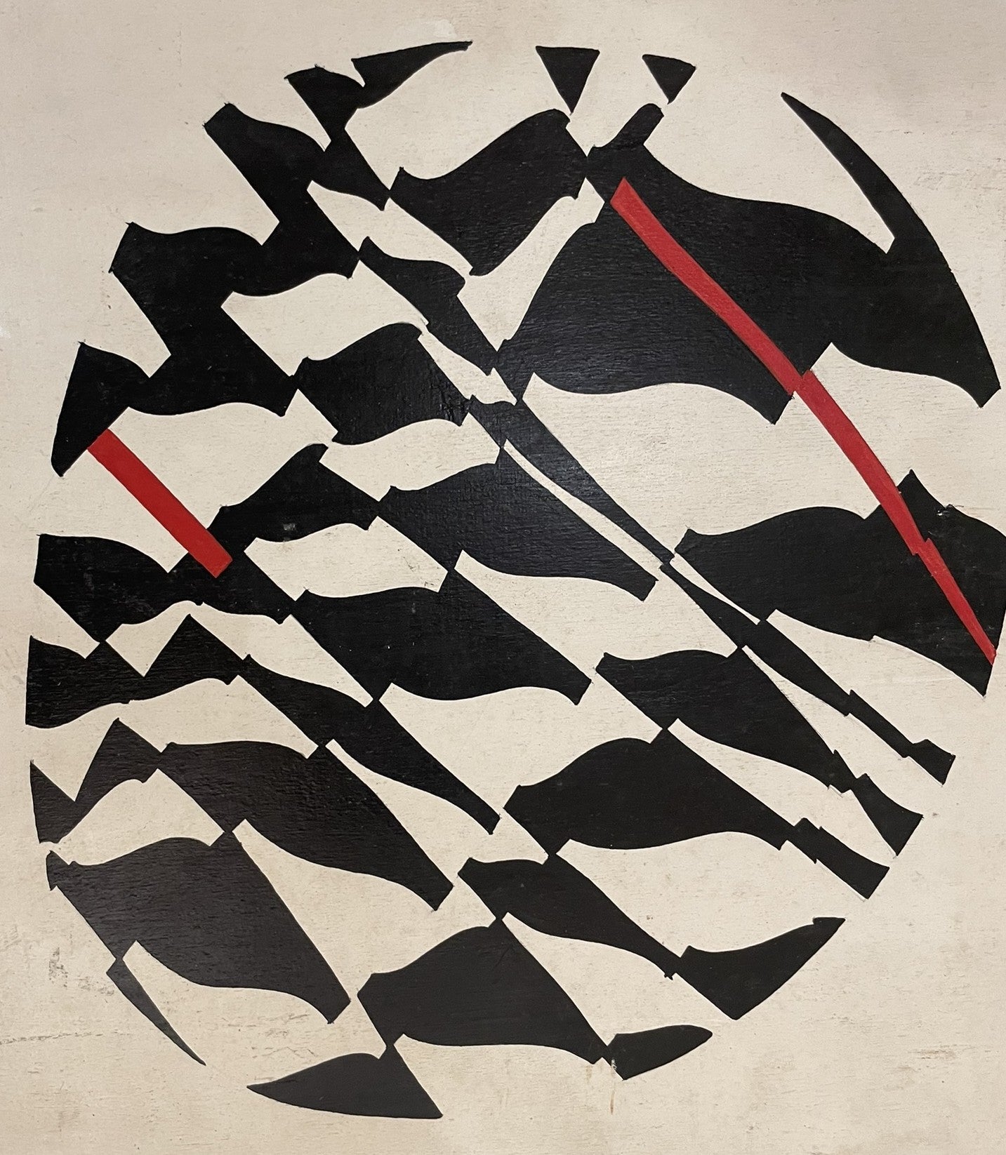 Oval Mural. Optical Abstraction by Enrico Sirello, 1977 – Italian Arte Programmata Movement