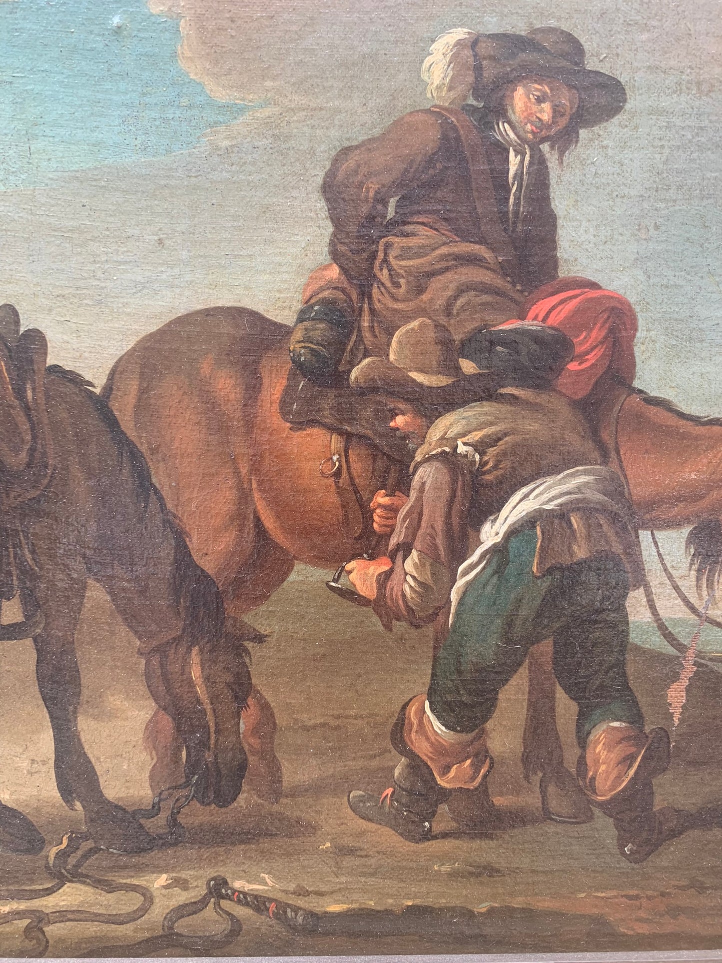 Paolo Monaldi. 2 paintings. "A stopover in the countryside" and "A game of cards". Circa 1740