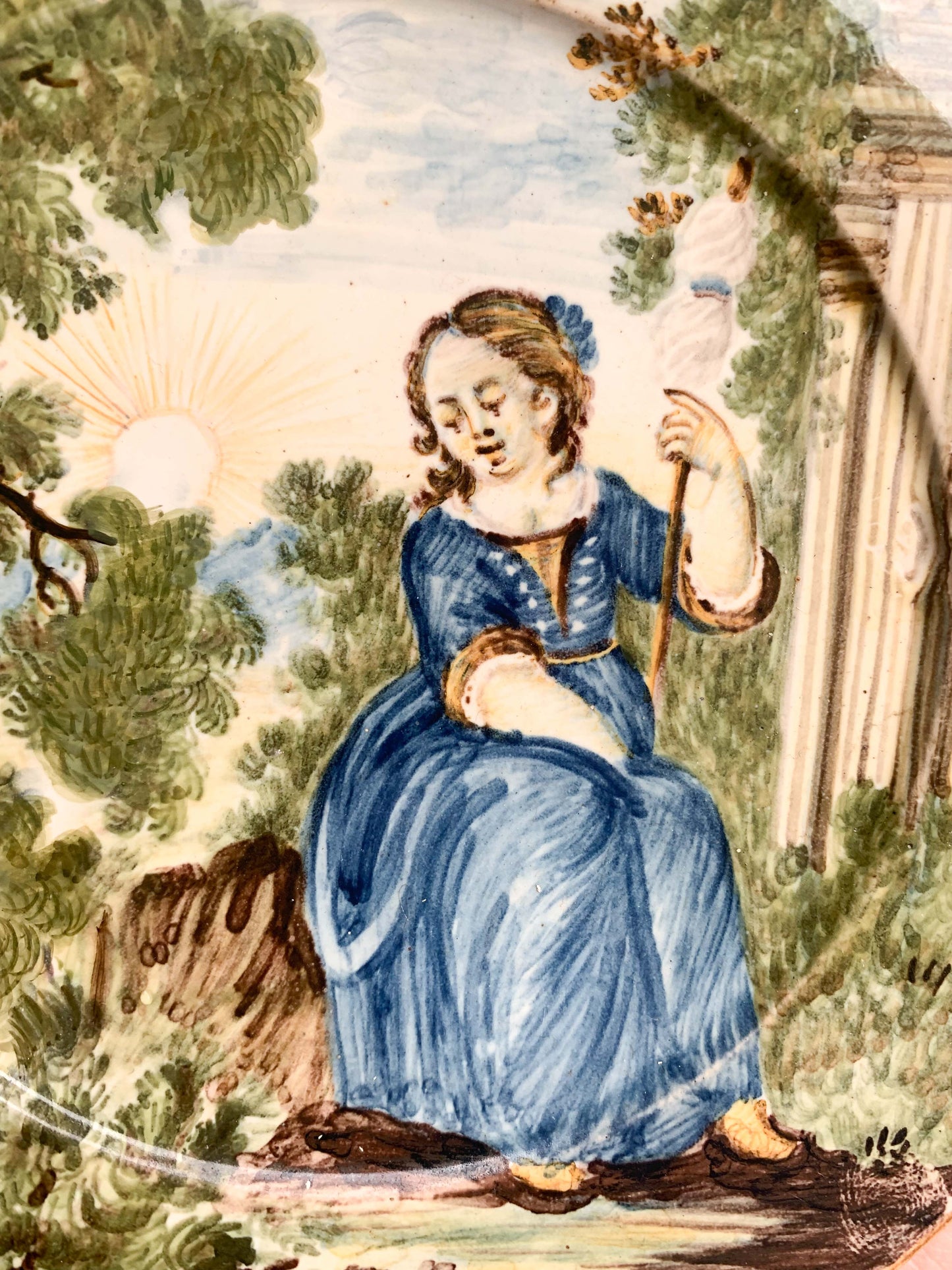 Castelli Maiolica, plate with classical ruins, Nicola Cappelletti, atelier.
