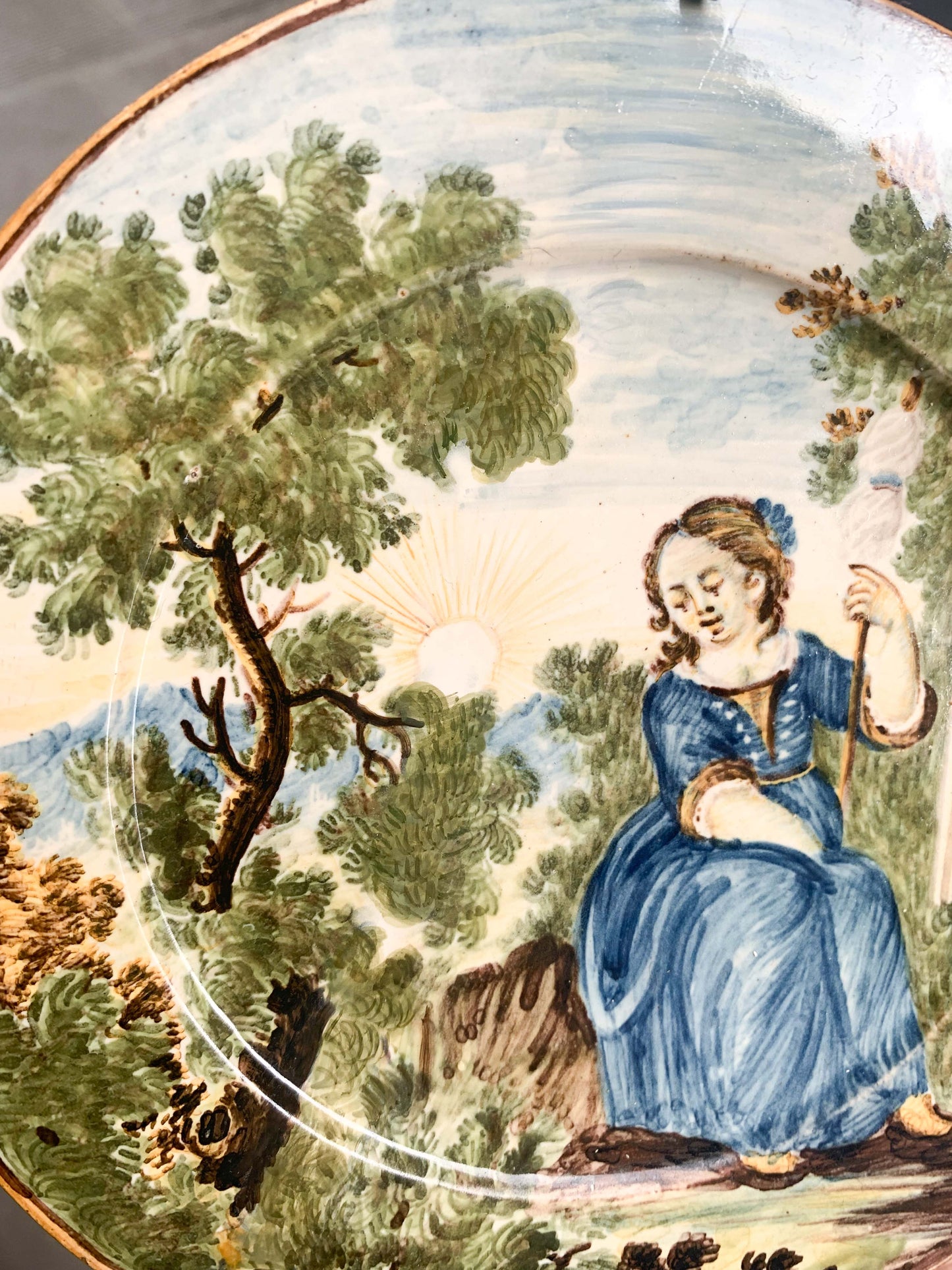Castelli Maiolica, plate with classical ruins, Nicola Cappelletti, atelier.