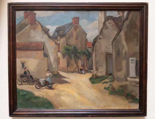 Village in Brittany. French late XIX century Post'Impressionist landscape.