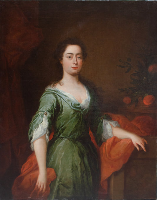 Large English School Portrait of lady with Oranges. 1715 circa