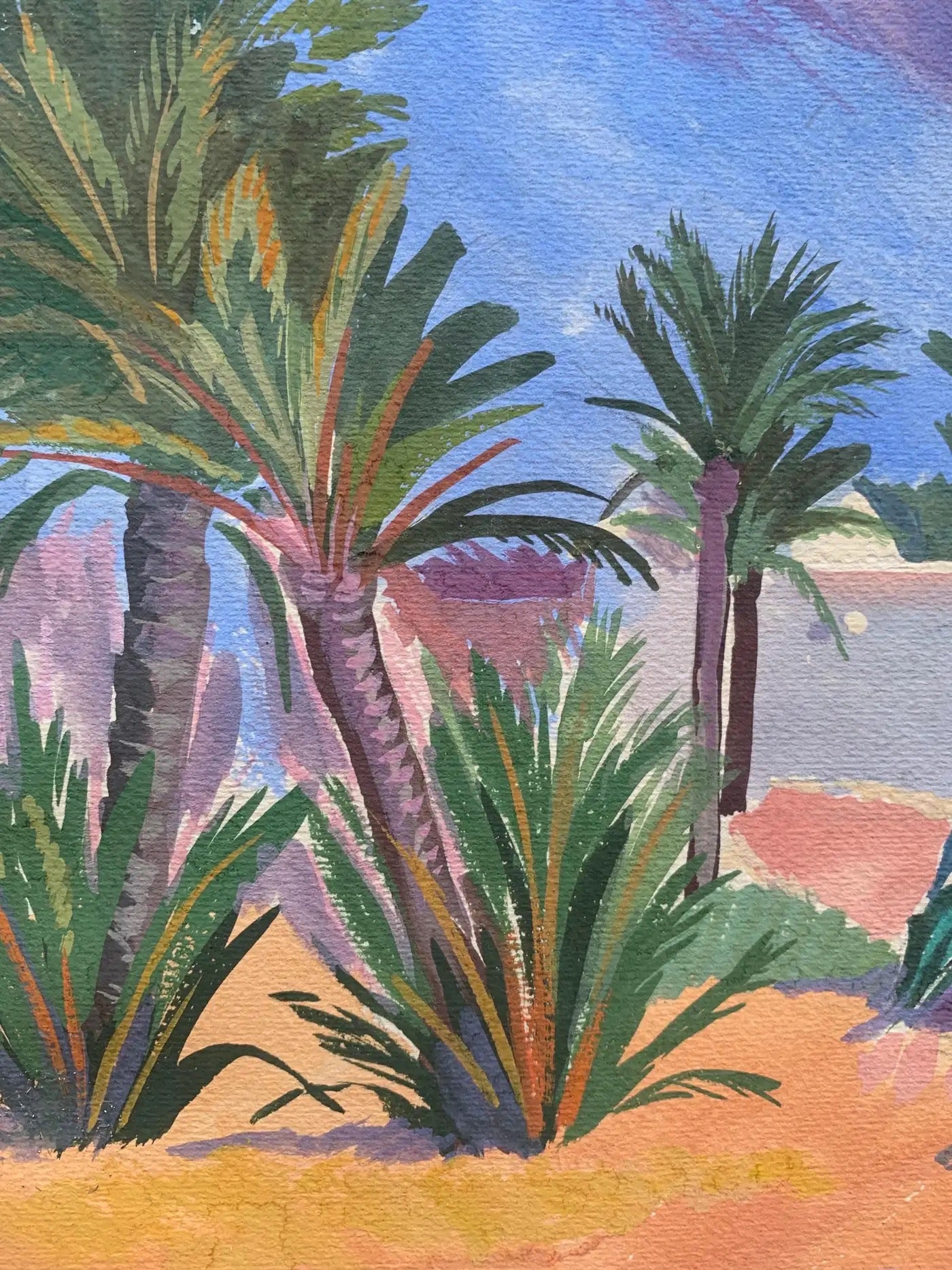 Landscapes With Palm Trees And Arab Houses. 1 Half Of The 20th Century.