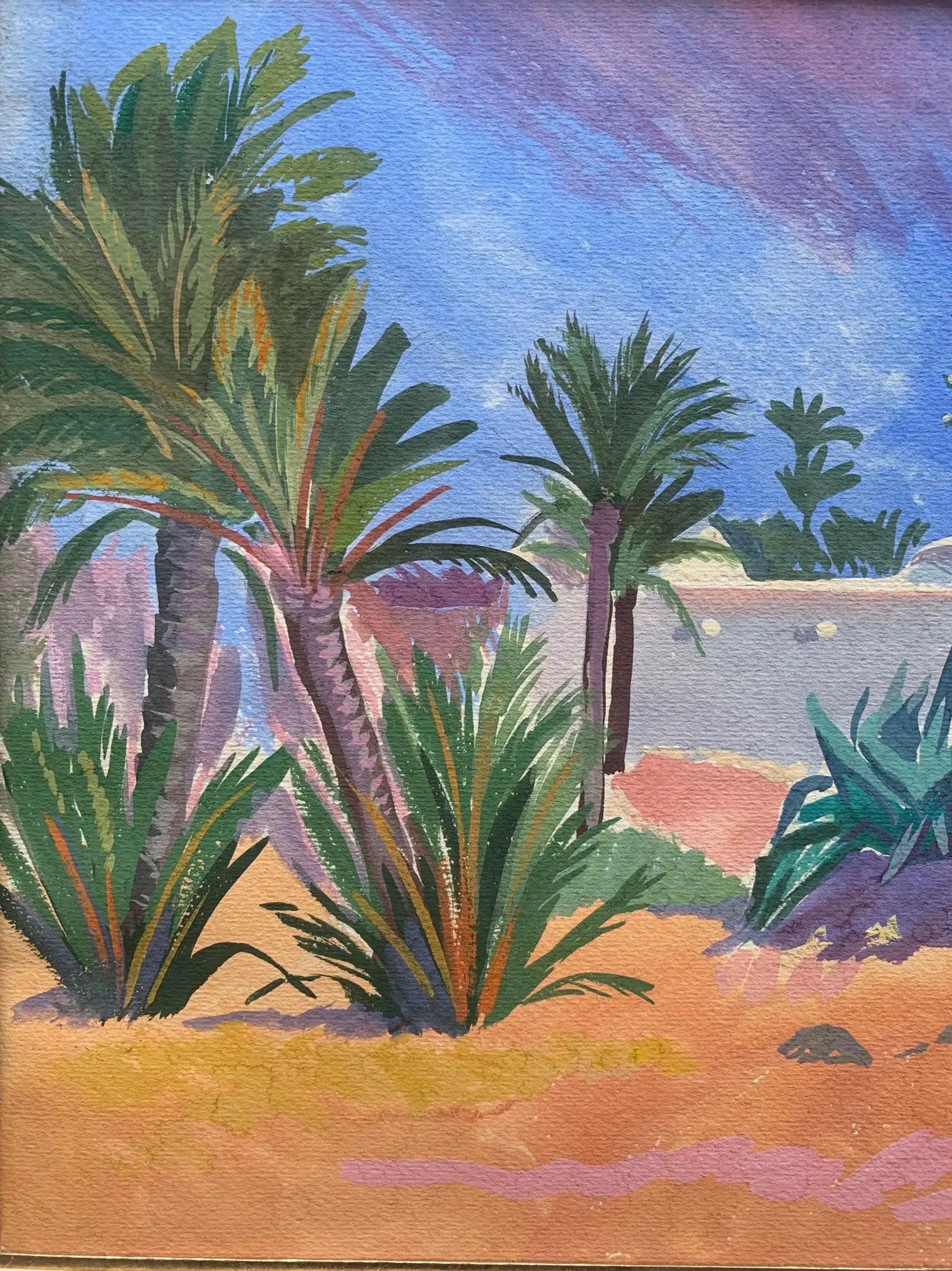 Landscapes With Palm Trees And Arab Houses. 1 Half Of The 20th Century.