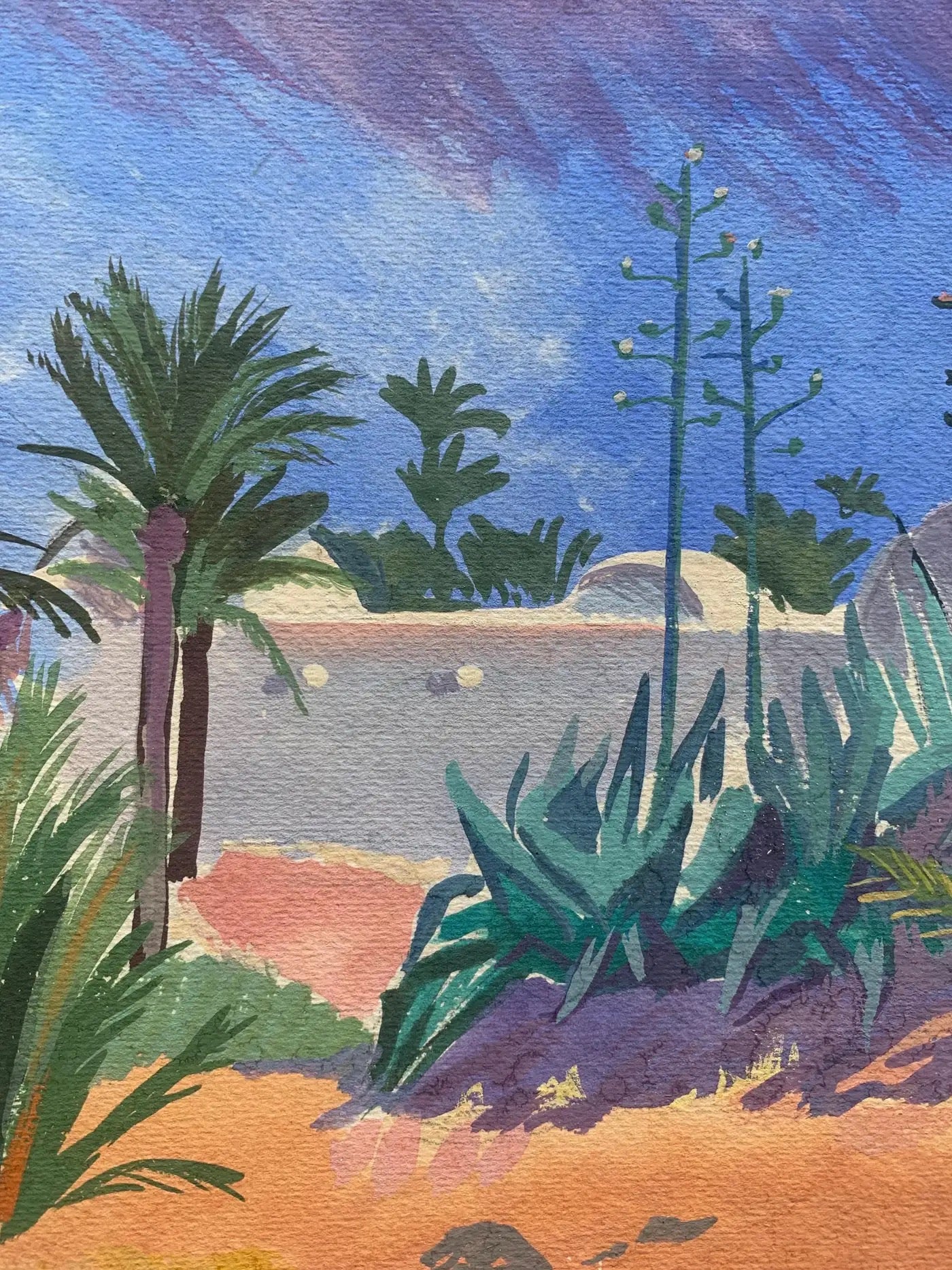 Landscapes With Palm Trees And Arab Houses. 1 Half Of The 20th Century.