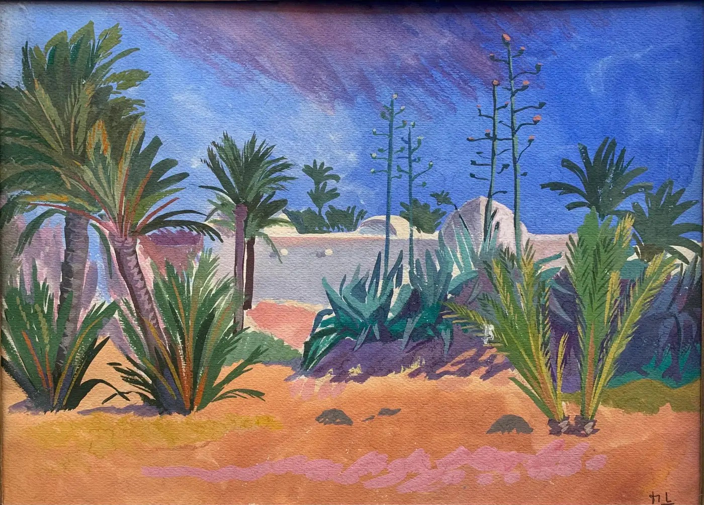 Landscapes With Palm Trees And Arab Houses. 1 Half Of The 20th Century.