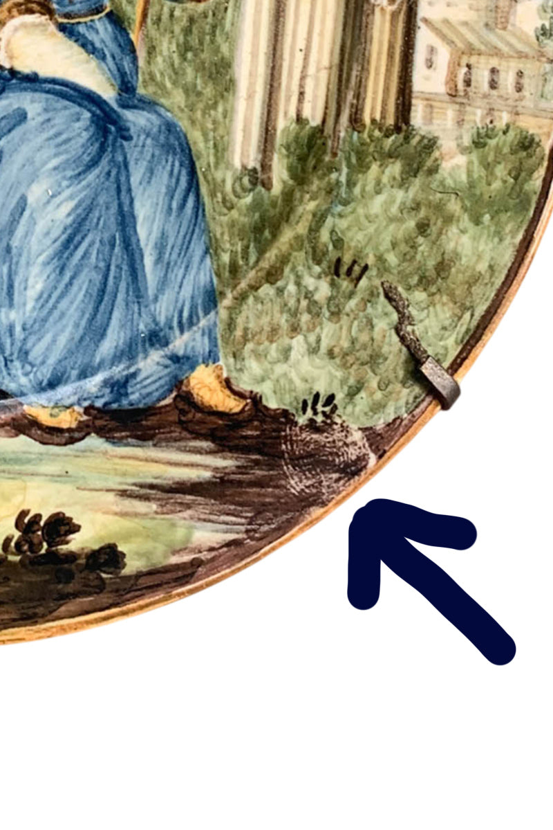 Castelli Maiolica, plate with classical ruins, Nicola Cappelletti, atelier.