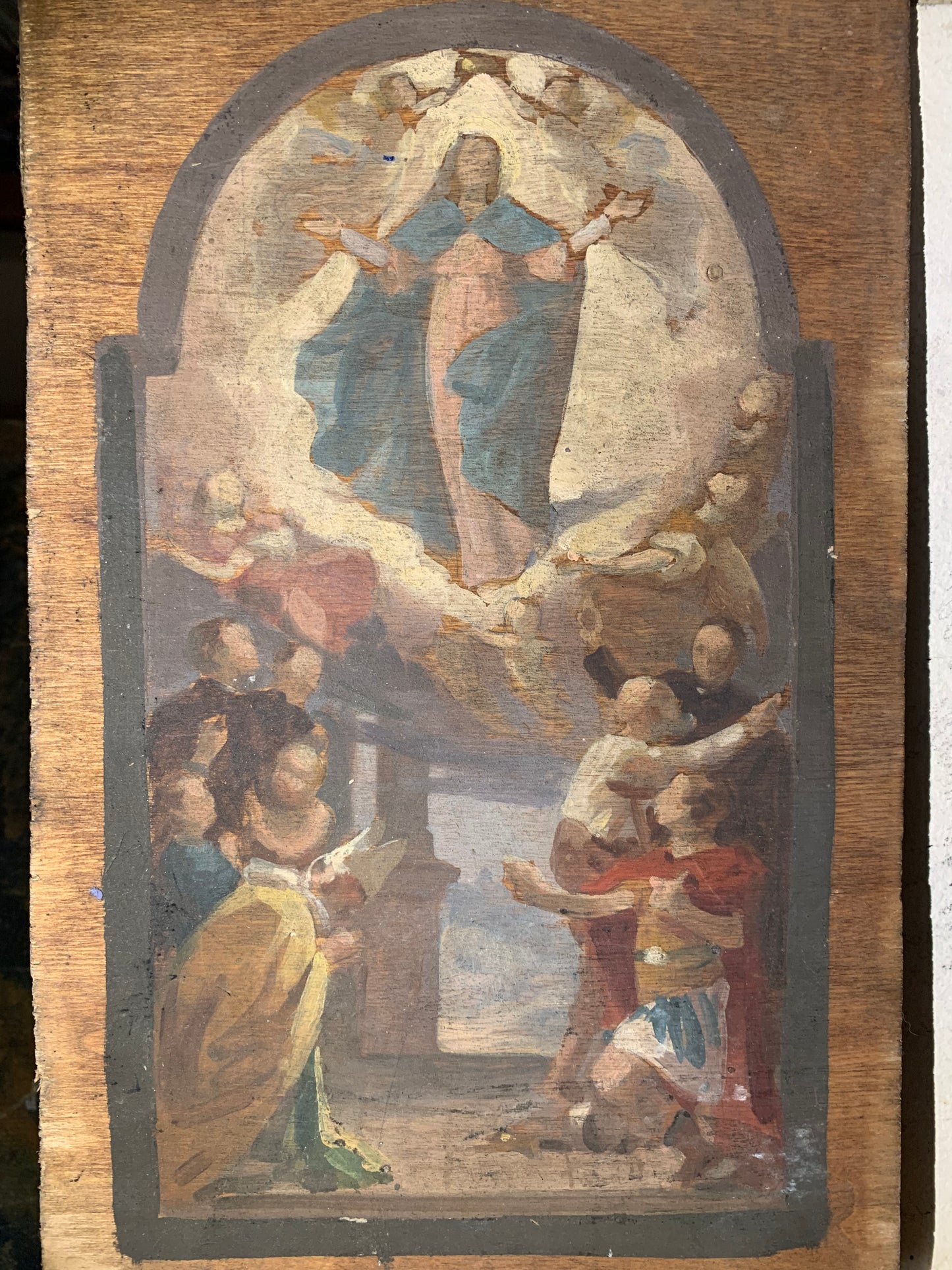 Preparatory sketch for a painting of “Assumption of Mary with Saints”.
