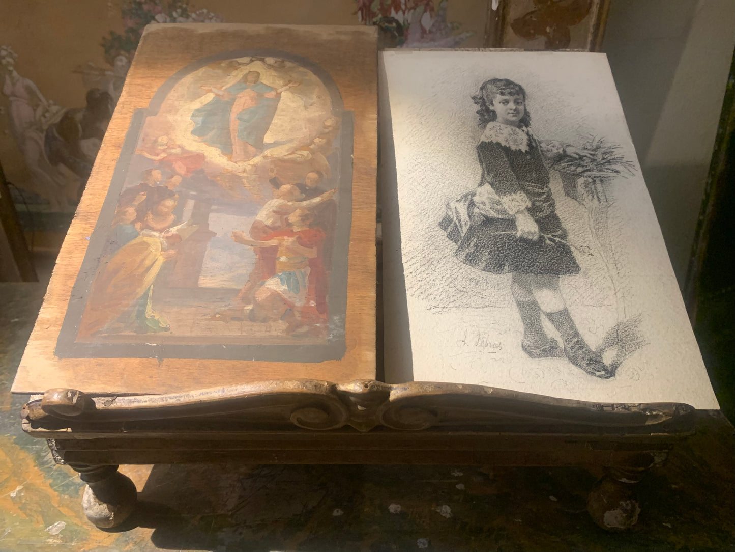 Preparatory sketch for a painting of “Assumption of Mary with Saints”.