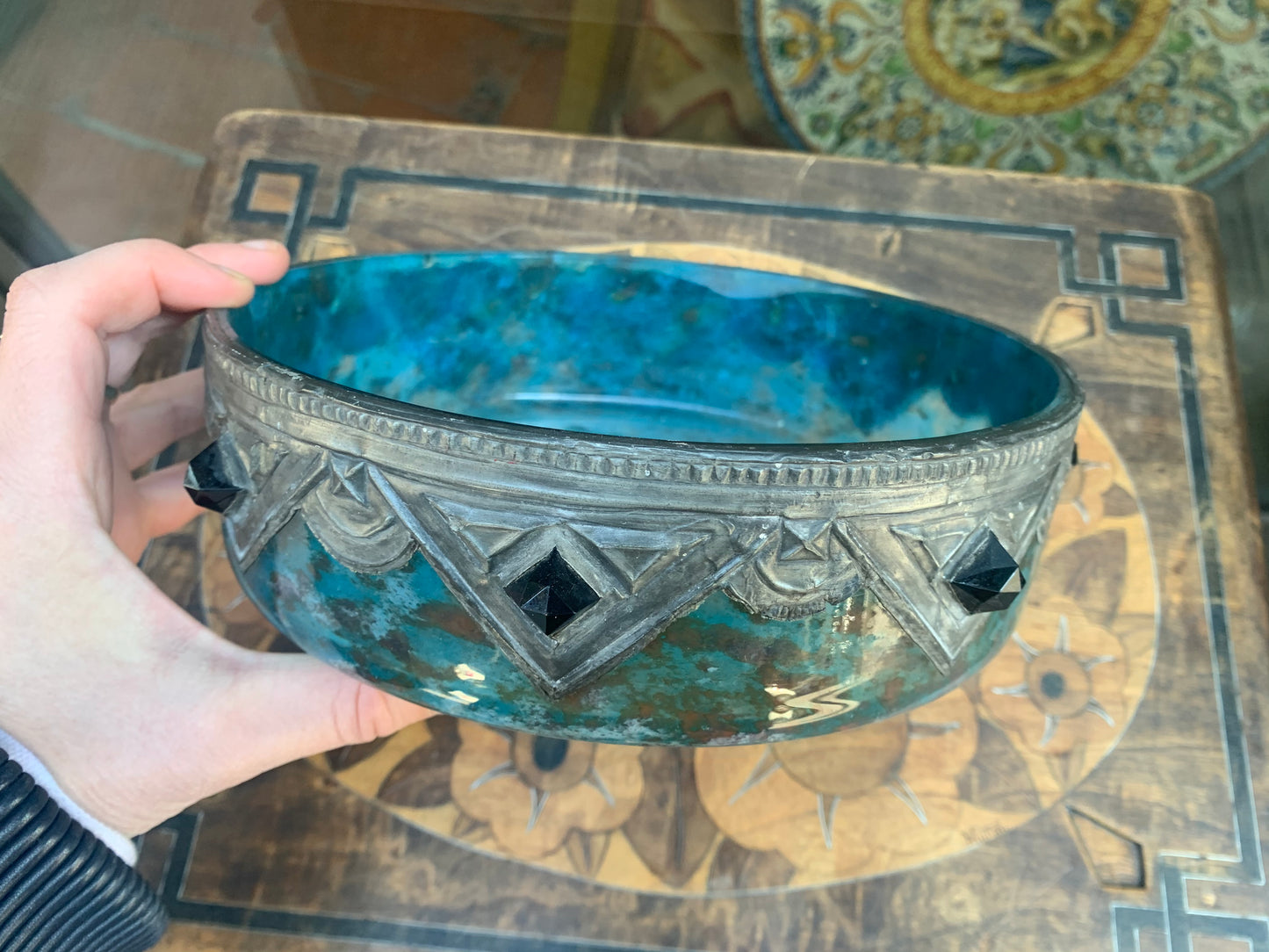 Art Nouveau period marbled glass cup
