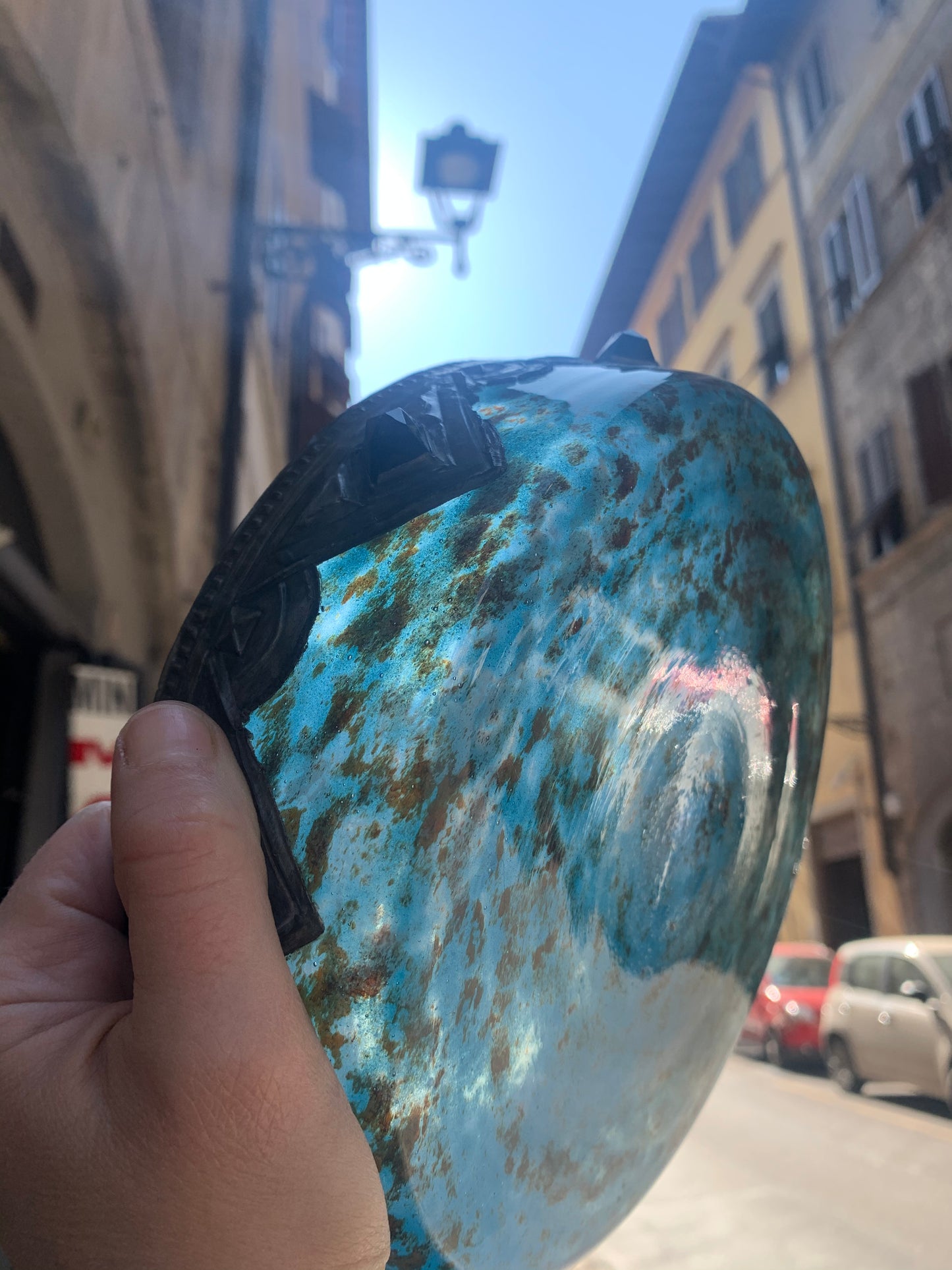 Art Nouveau period marbled glass cup