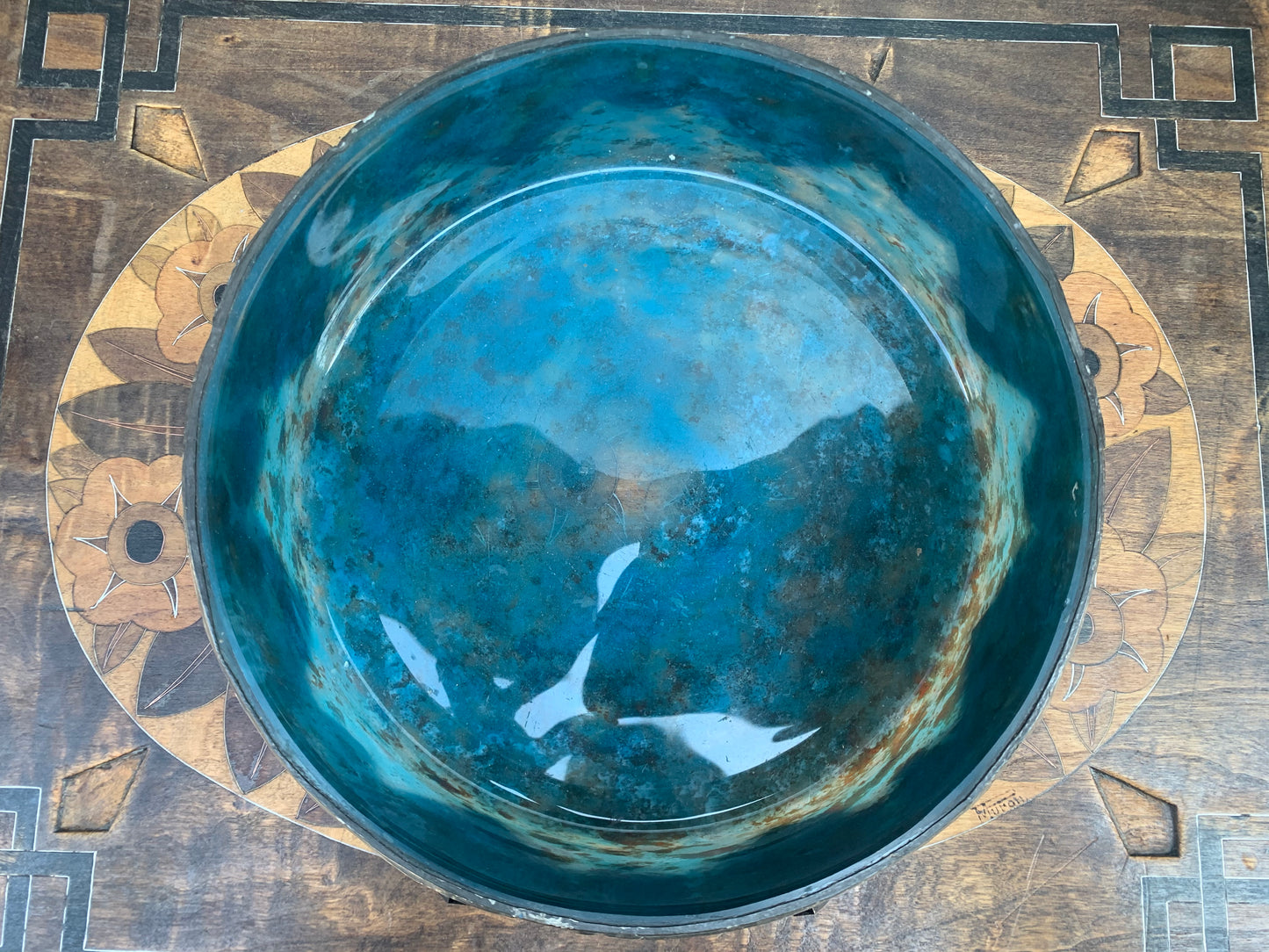 Art Nouveau period marbled glass cup