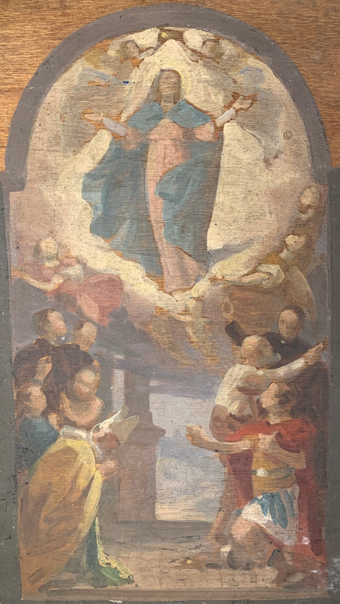 Preparatory sketch for a painting of “Assumption of Mary with Saints”.
