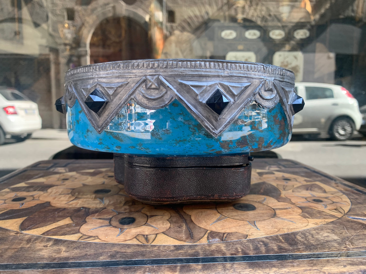 Art Nouveau period marbled glass cup