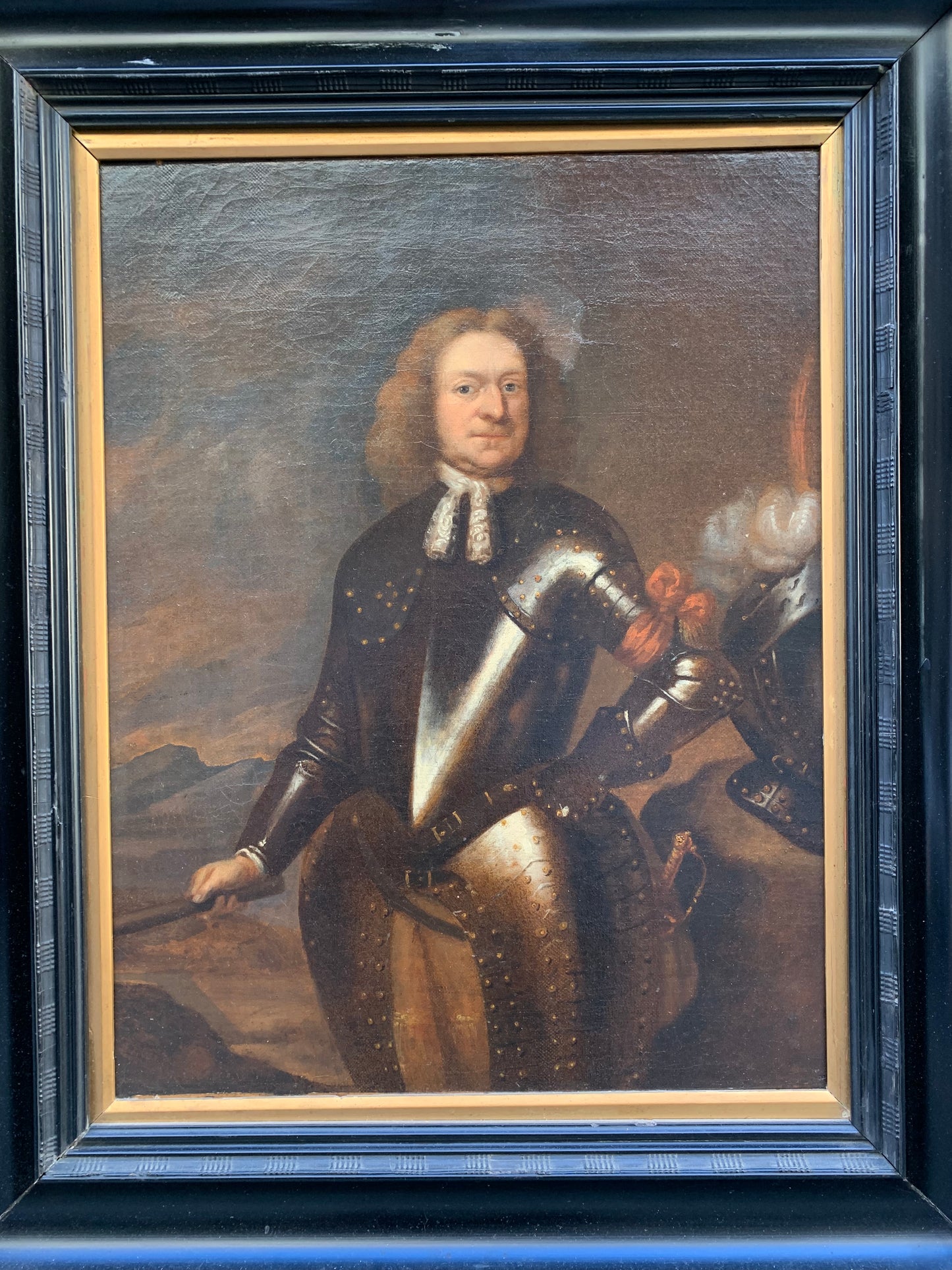 Portrait of Raimodo di Montecuccoli in armor with a marshal's staff. Dutch School.