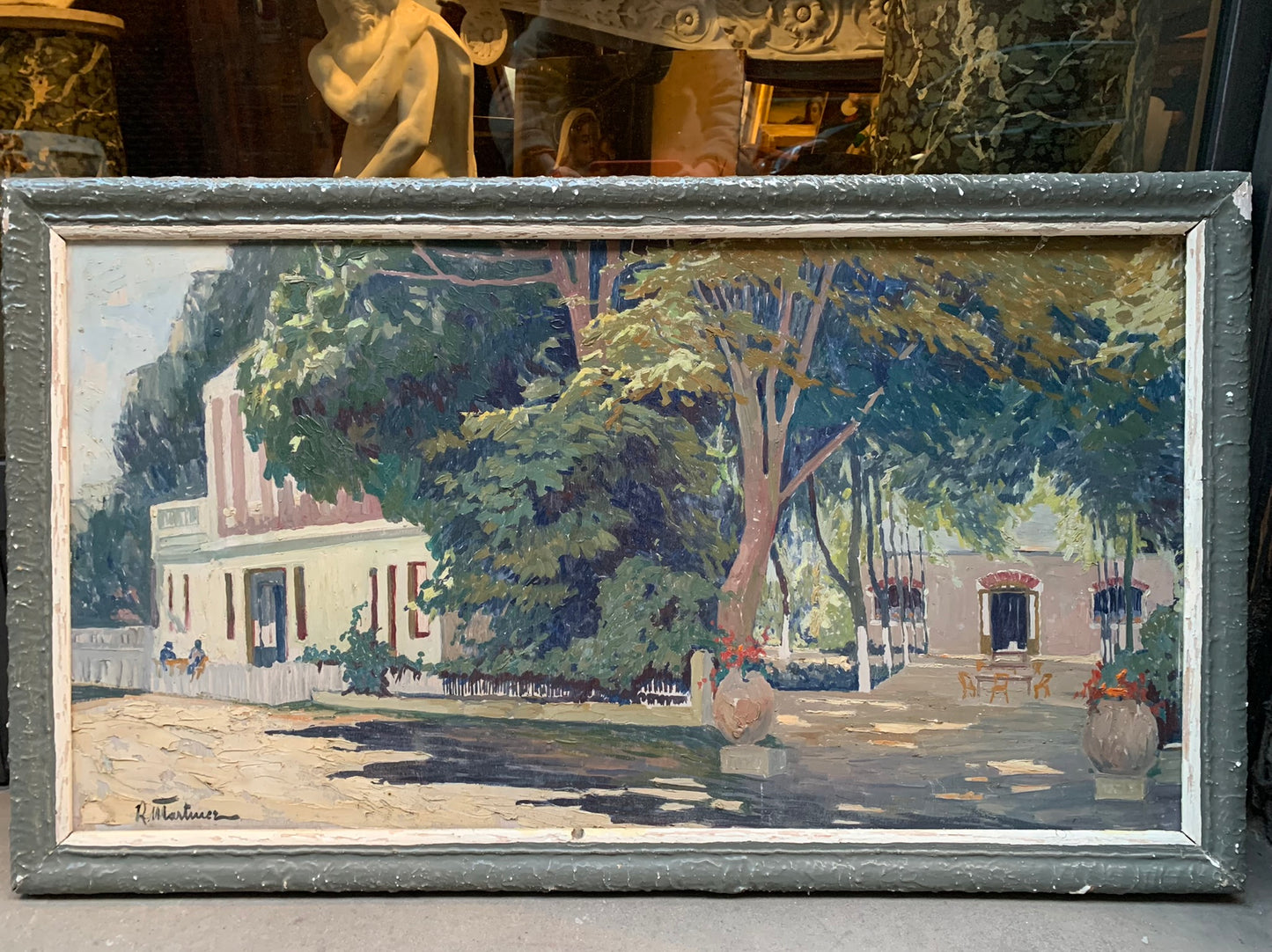 Raul Martinez (1876–1974). Sunny afternoon in the courtyard of a Hasienda in Cuba.