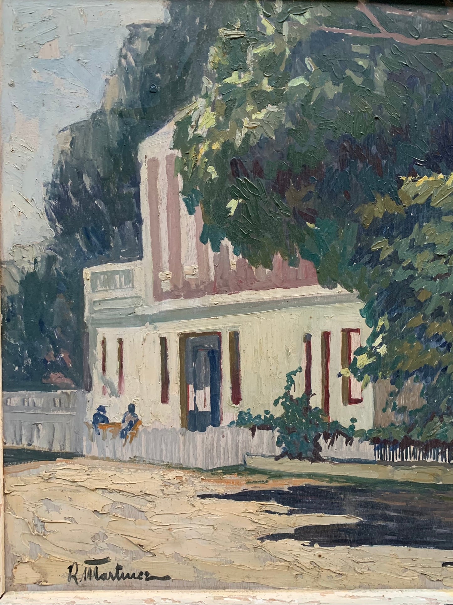 Raul Martinez (1876–1974). Sunny afternoon in the courtyard of a Hasienda in Cuba.