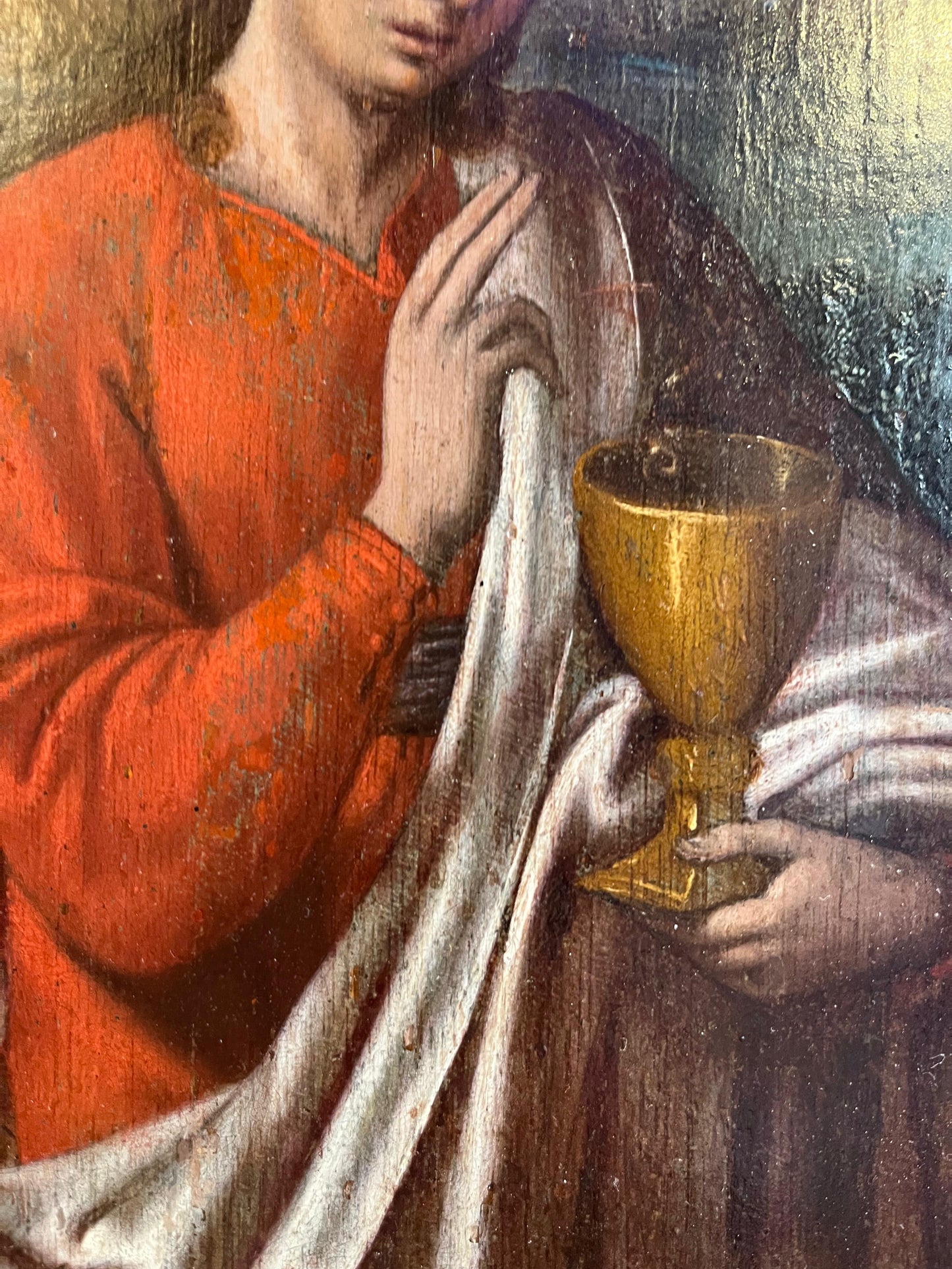 Santa Caterina e San Giovanni, due ante di polittico, scuola fiamminga, XVI secolo