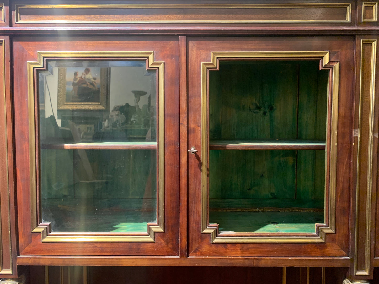 Mahogany Display Cabinet with Neoclassical Bronze Elements: Late 19th Century