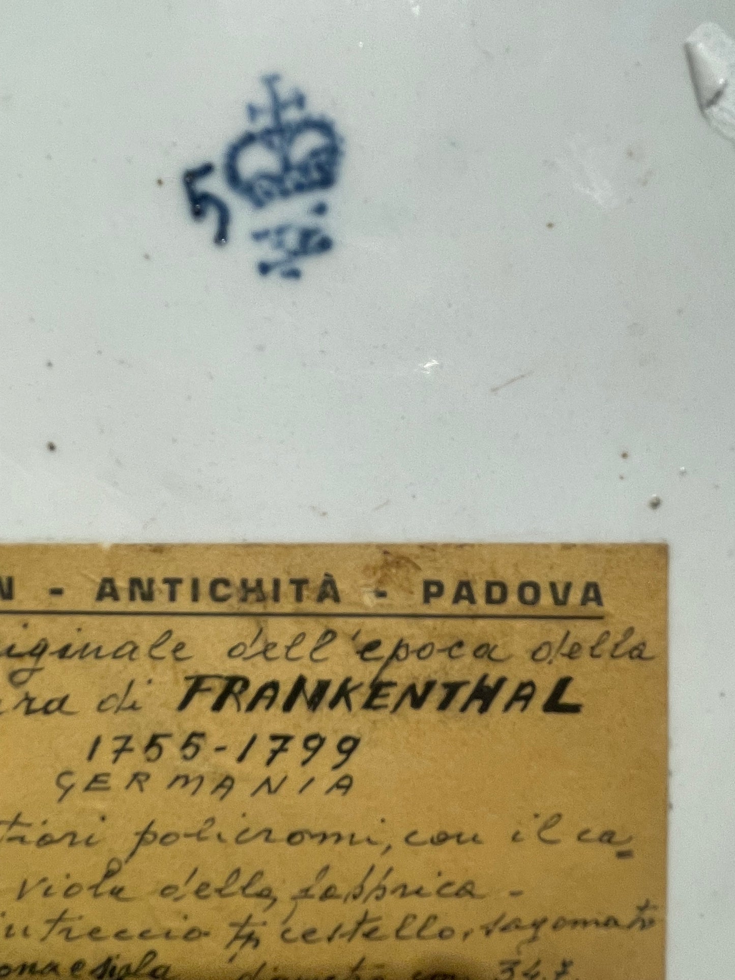 Piatto in porcellana di Frankenthal XVIII secolo , decoro floreale , cm 34,5