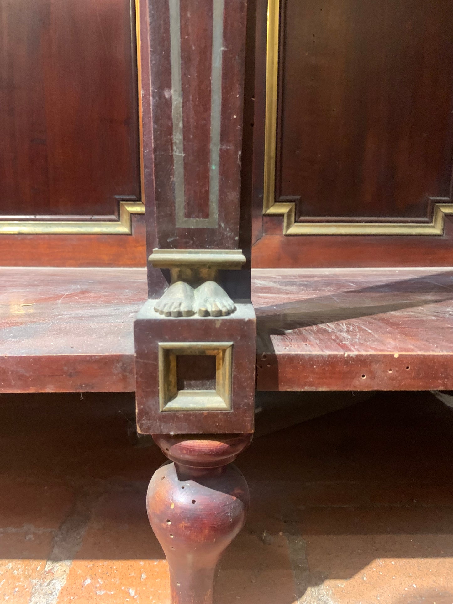 Mahogany Display Cabinet with Neoclassical Bronze Elements: Late 19th Century