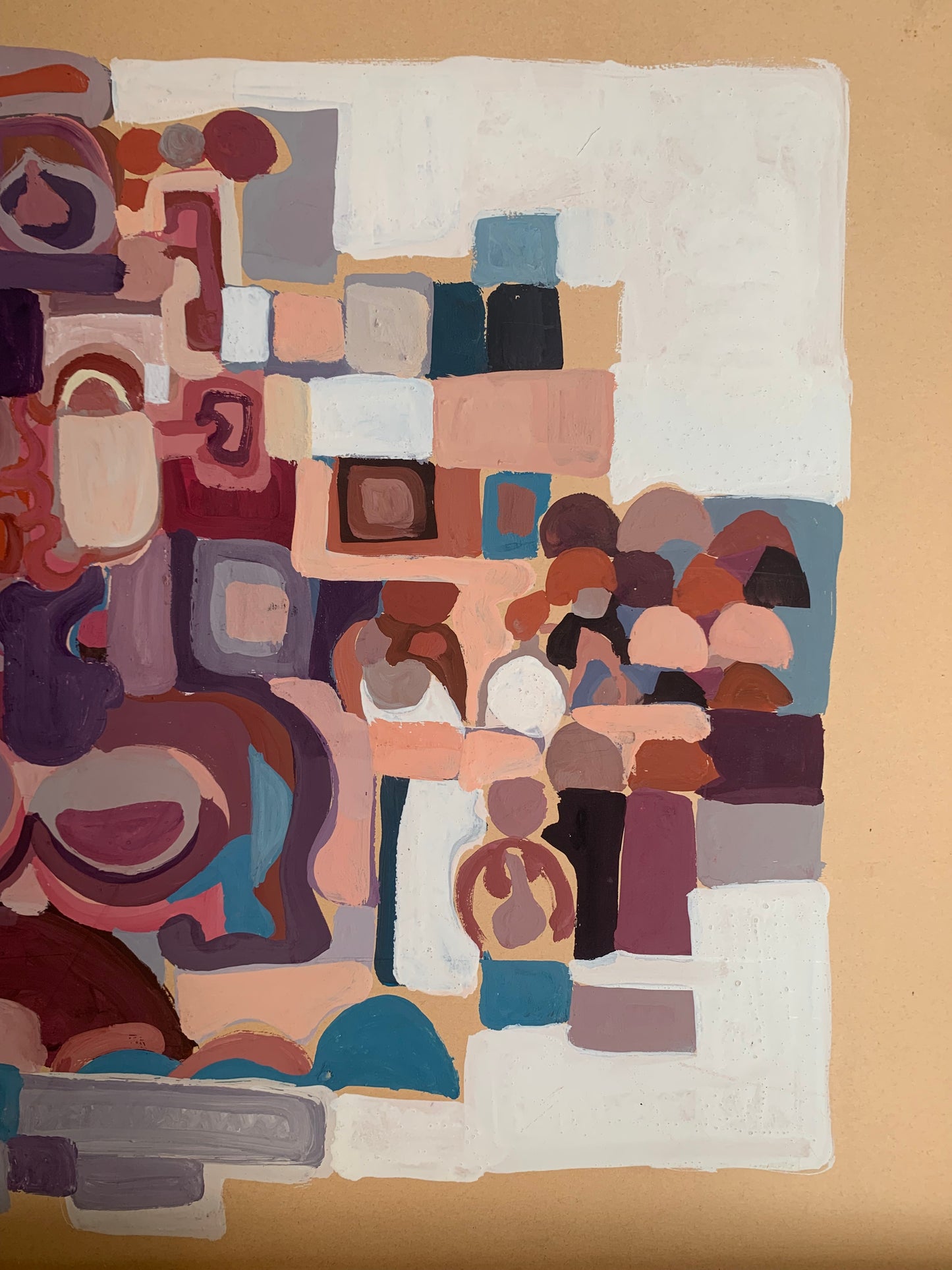 Circa 1970. Abstract Geometric Composition with Figures and Architecture