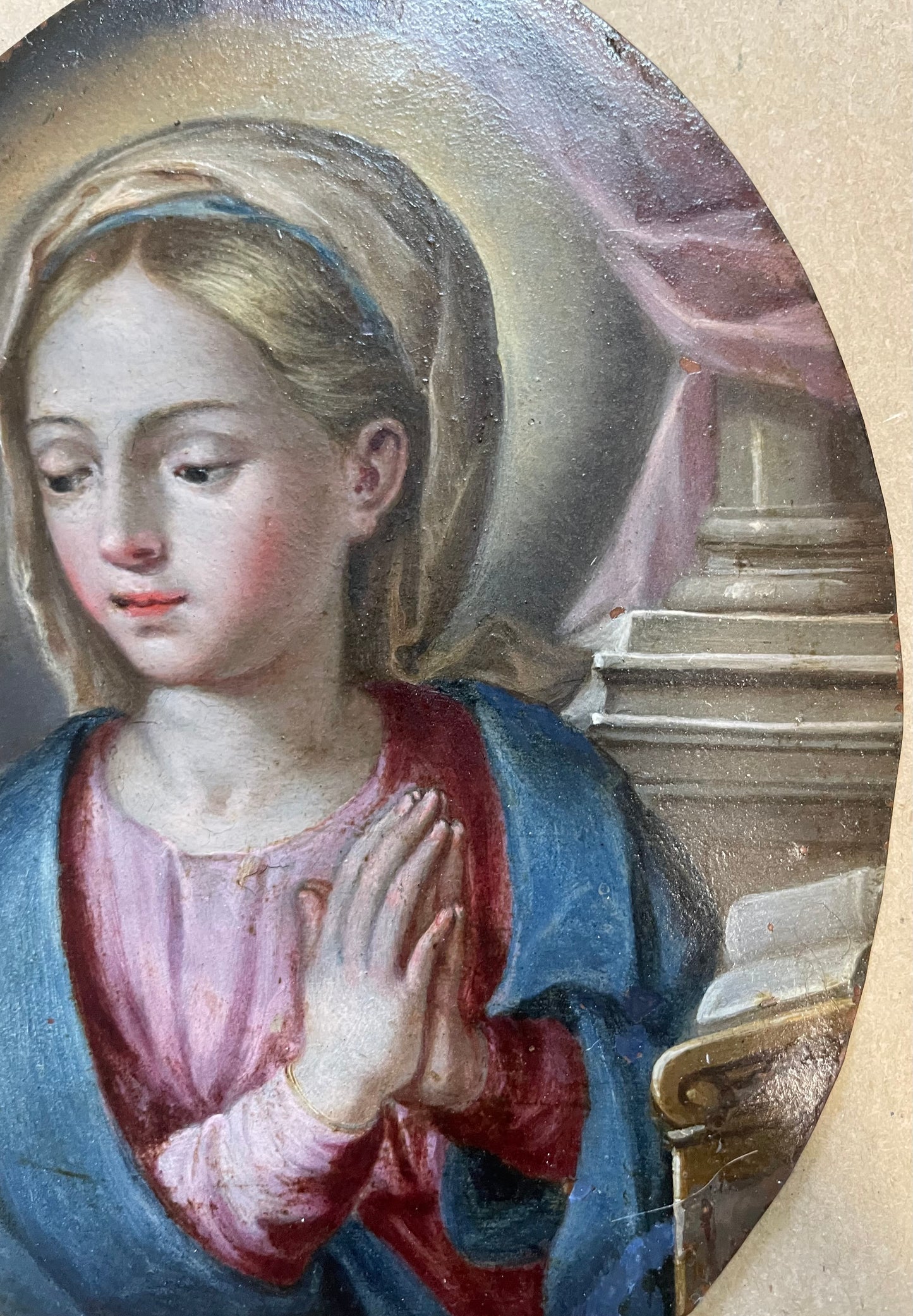 XVIII century Neapolitan school Praying Madonna. Oil on copper, Cm 16x12.