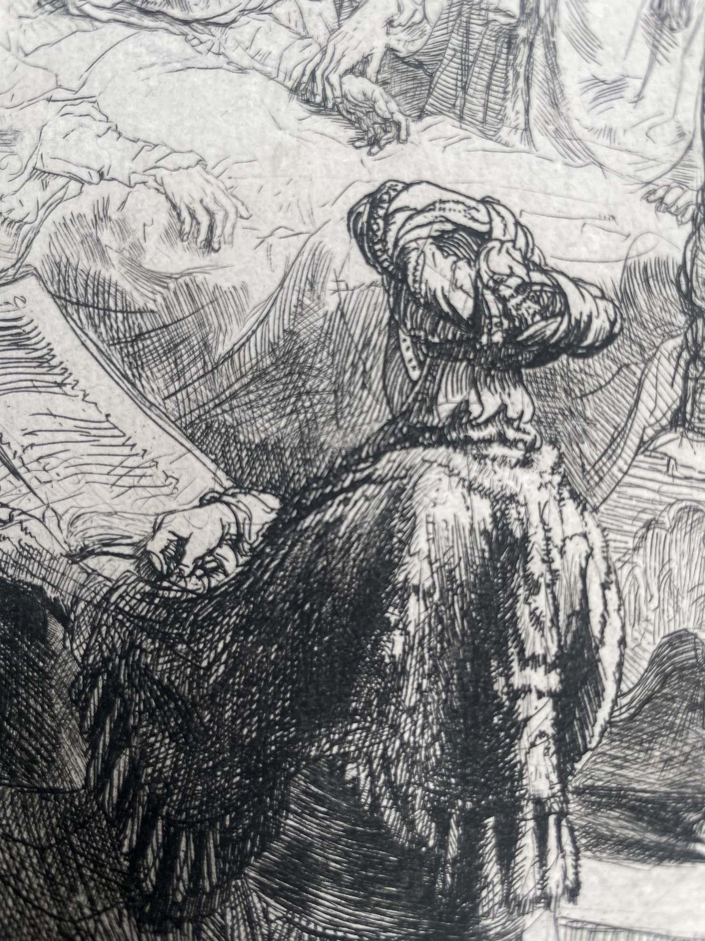 Rembrandt van Rijn, Il transito della Madonna, incisione antica, lastra del 1639, terzo stato.