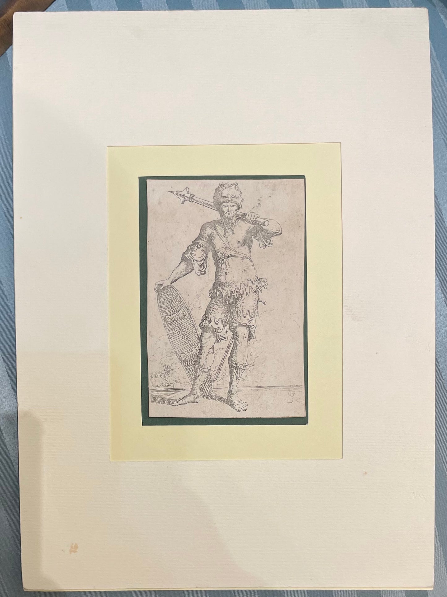 Salvator Rosa (Naples, 1615 – Rome, 1673). Warrior with Mace and Shield. Engraving, circa 1650–1652.