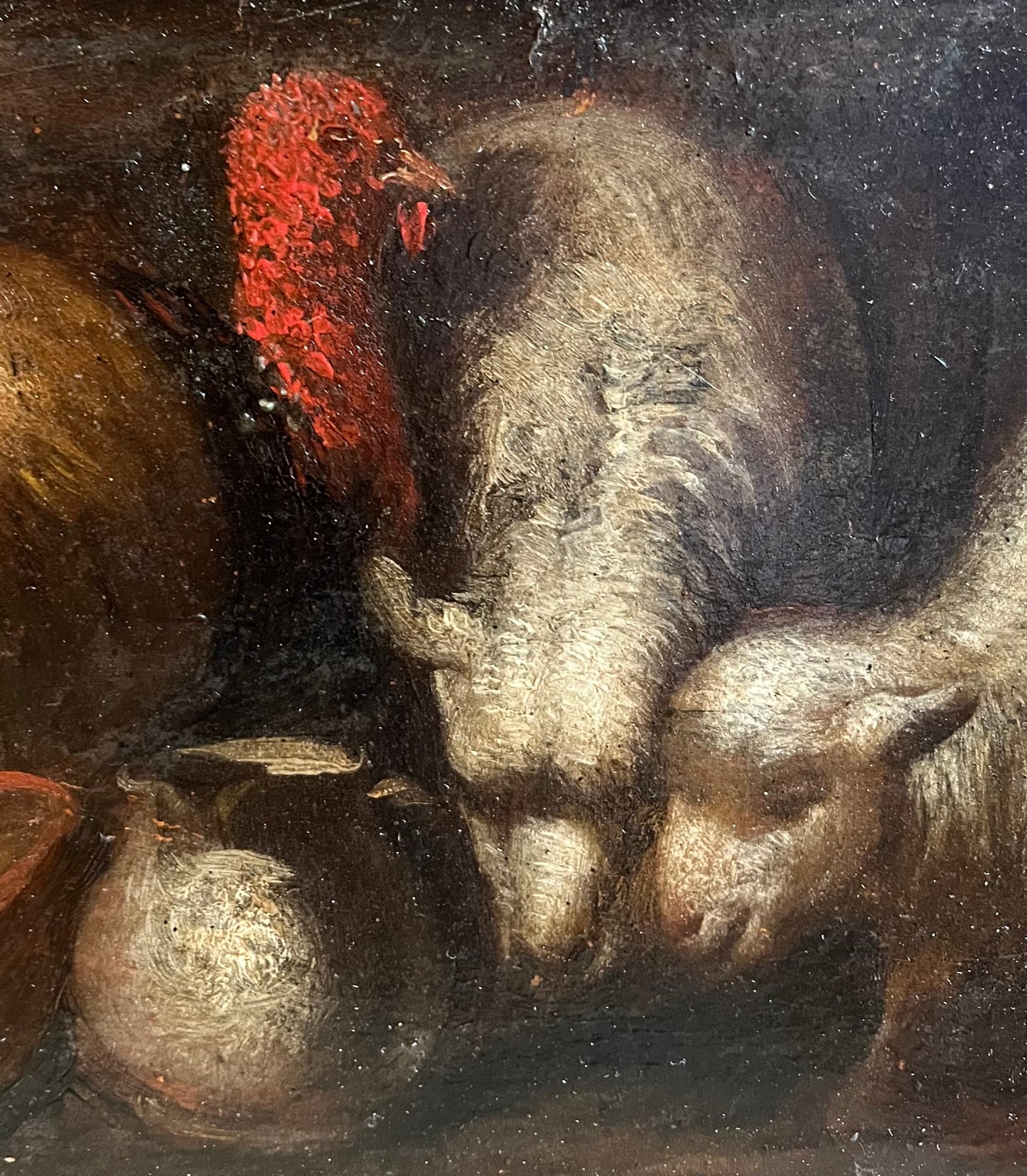 Tacchini, pecore e masserizie — bozzetto di soggetto campestre, scuola dell’Italia settentrionale, XIX sec.