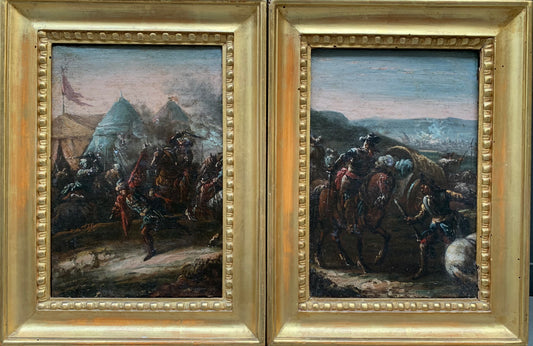 Military Camp Scene and Battle. Pietro Graziani (XVII/XVIII century), entourage.