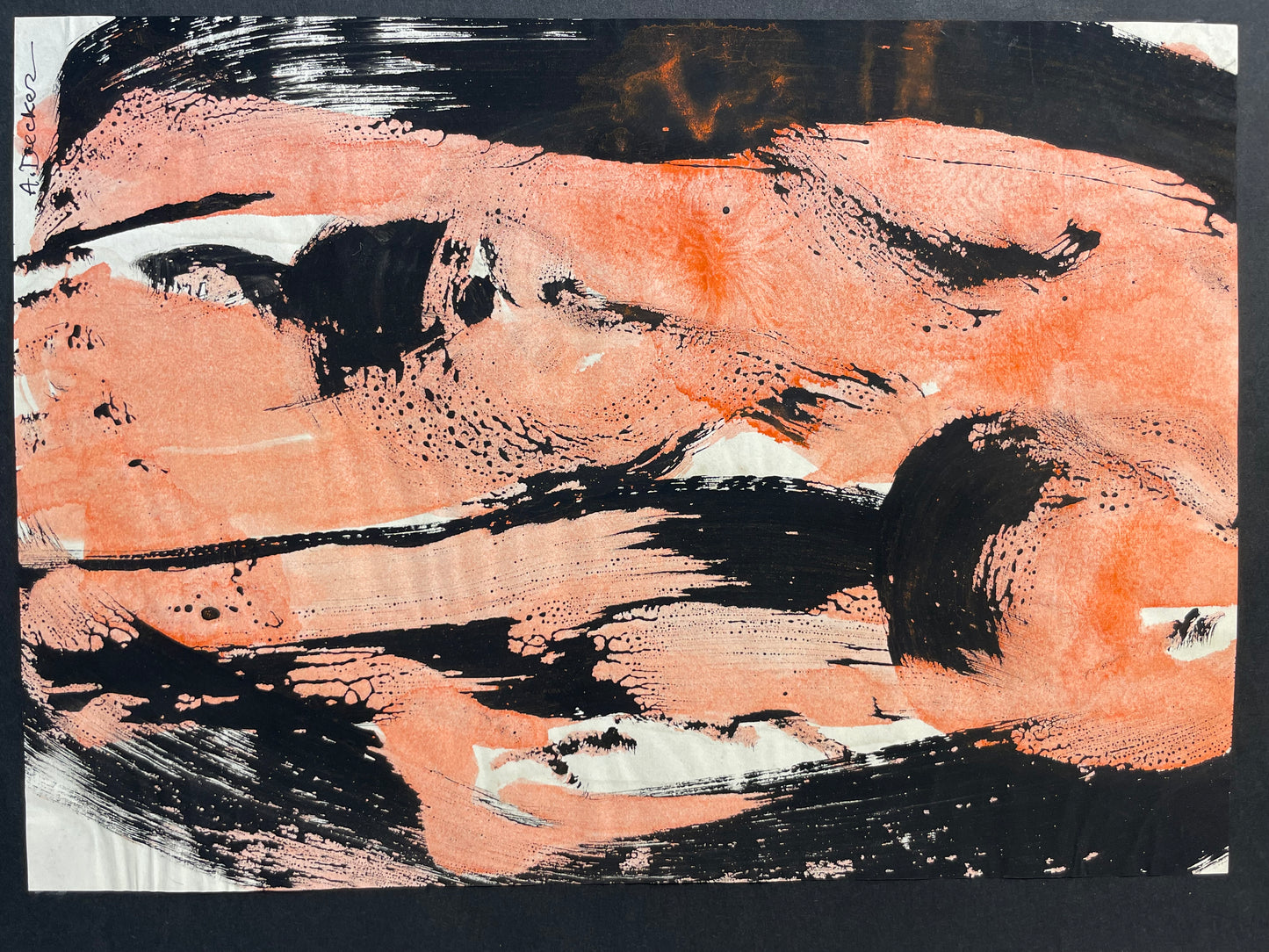 Anja Decker, pittura astratta gestuale a tempera su carta, anni ’50 – 29,5 x 21 cm