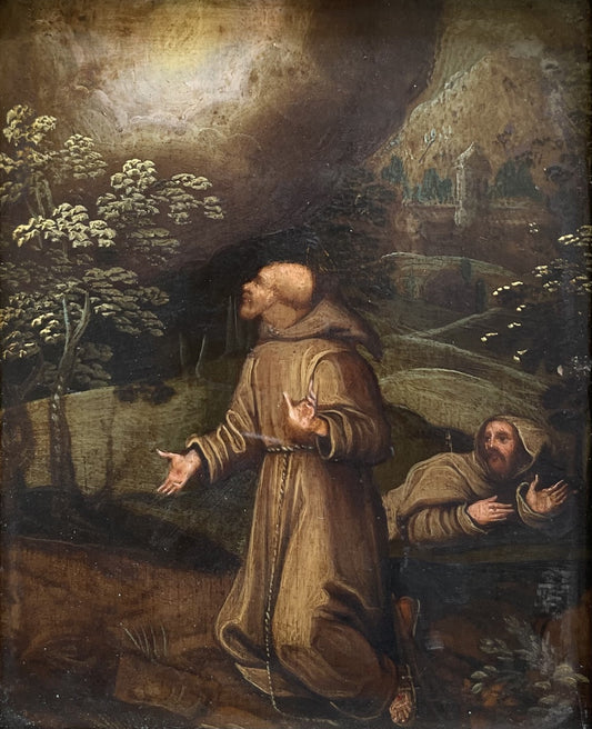 Saint Francis Receiving The Stigmata. Oil On Copper, Flemish School, 17th Century