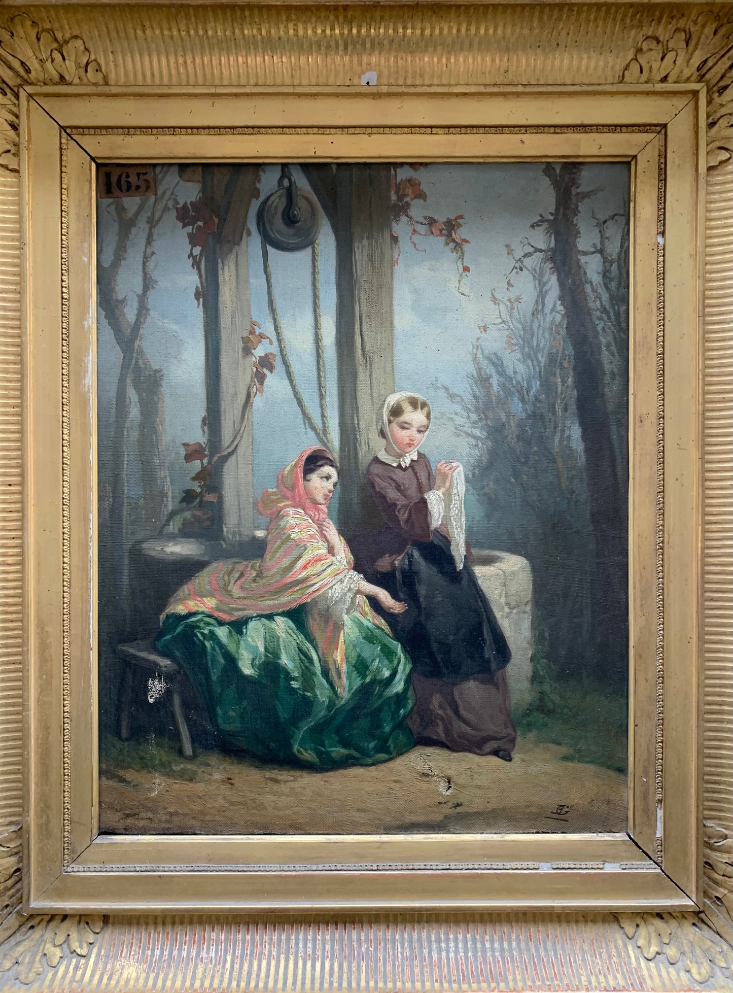 Two young women by a well, circa 1850 by Nicolas Edward Gabé